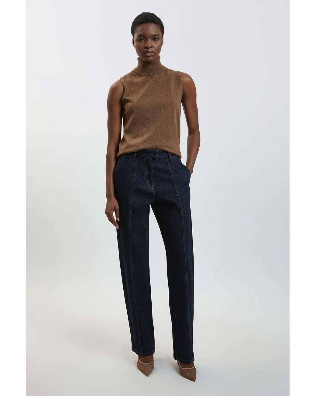 Karen Millen Blue Denim Straight Leg Jeans