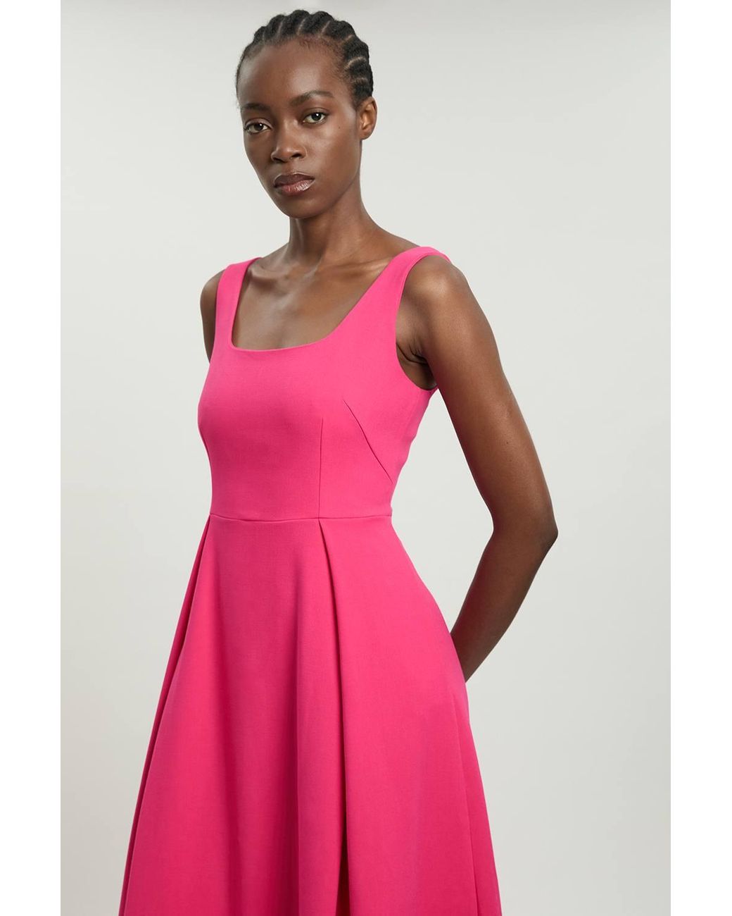 Karen Millen Pink Tailored Full Skirt Midi Dress