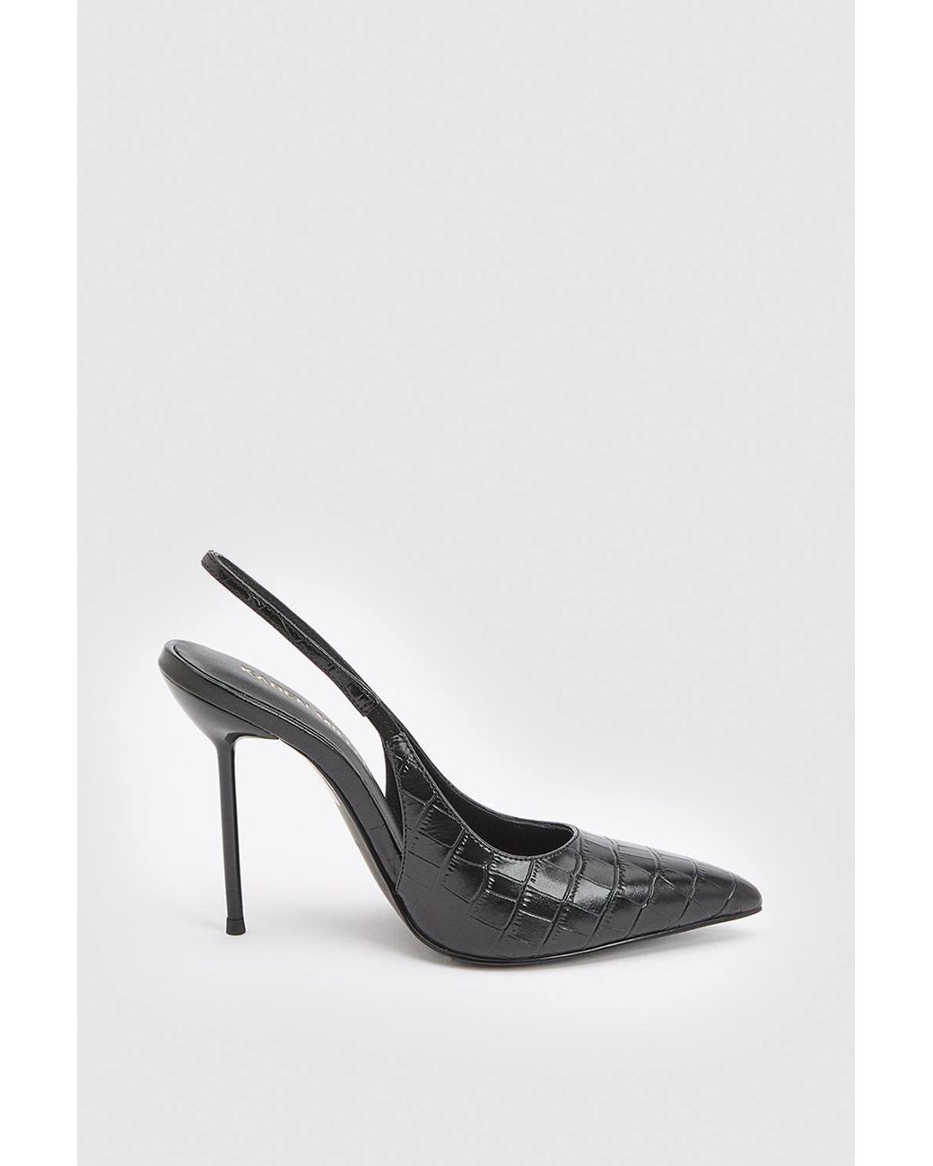 Karen Millen White Croc Leather Slingback Heeled Shoe