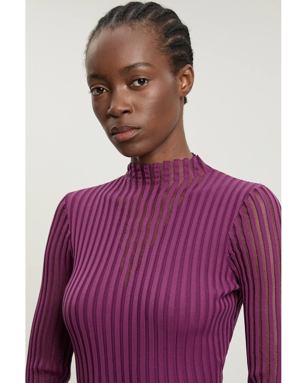 Karen Millen Purple Viscose Blend Filament Knitted Top