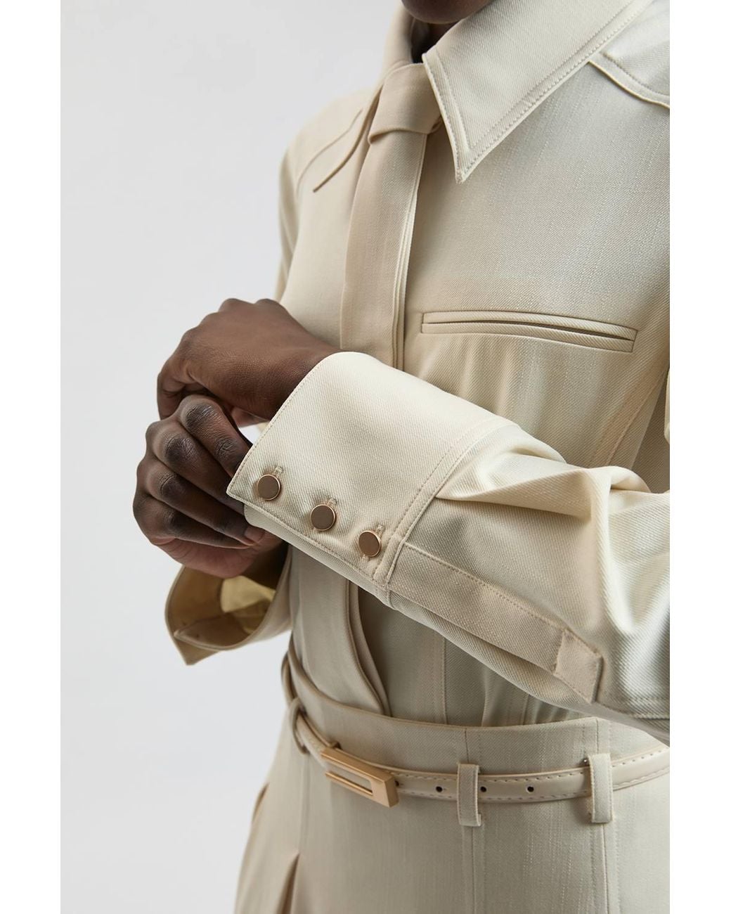 Karen Millen Natural Tailored Tie Neck Shirt