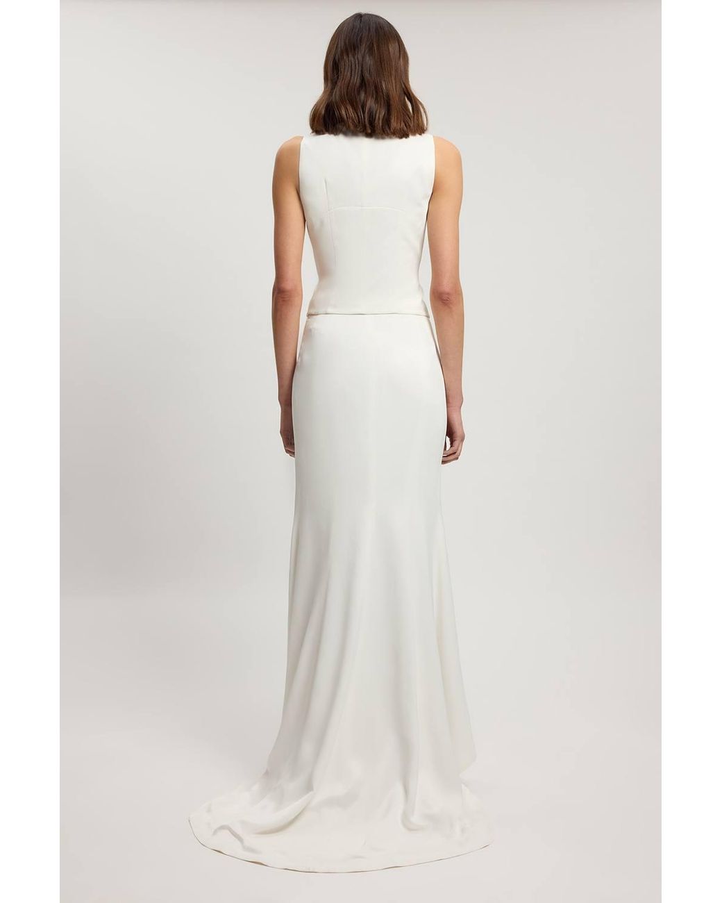 Karen Millen Gray Satin Viscose Tailored Fishtail Midi Skirt