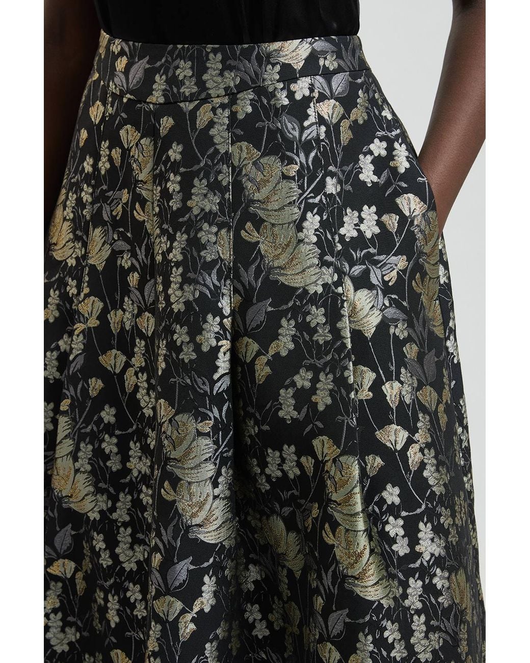 Karen Millen White Jacquard Full Midi Skirt