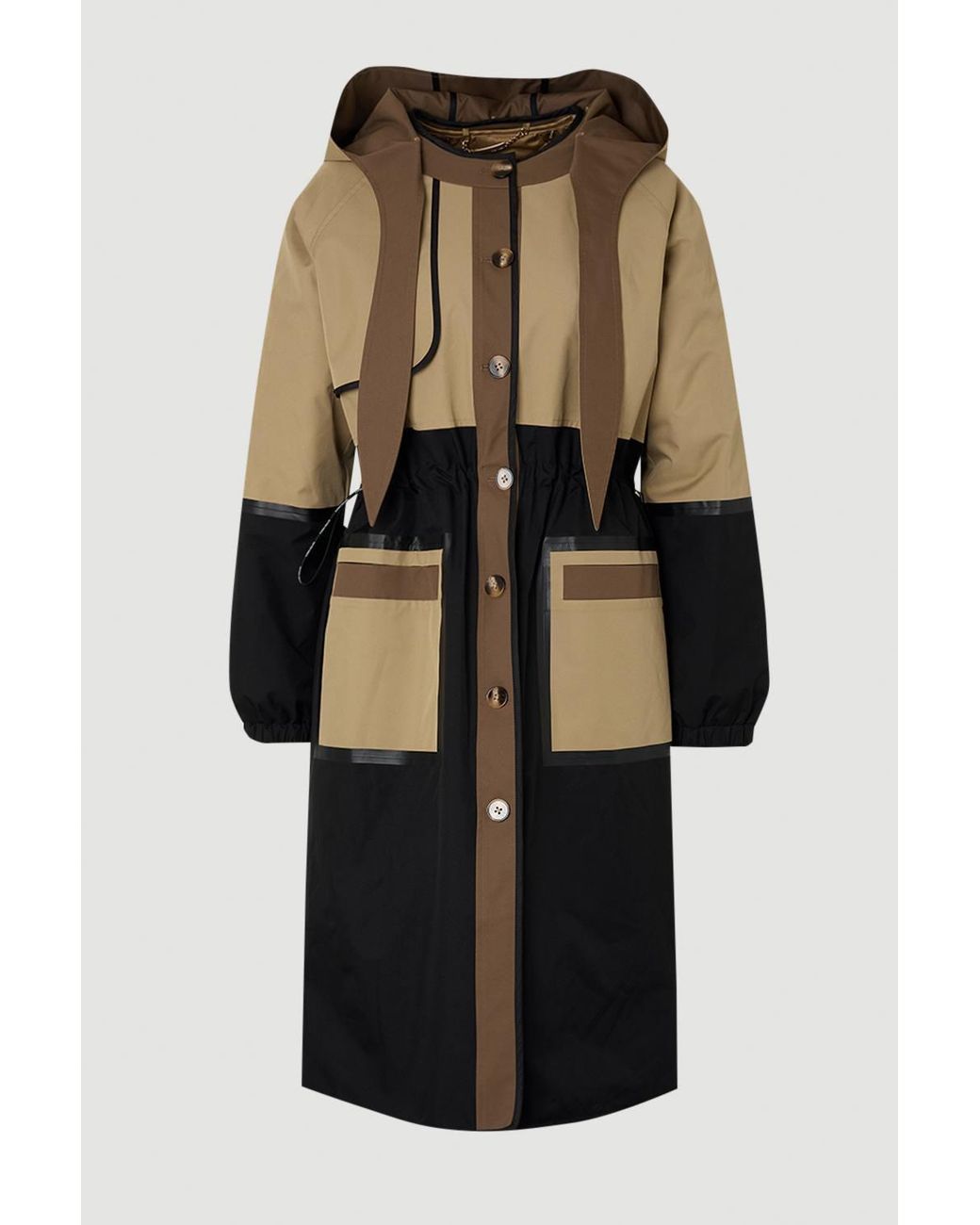 Karen Millen Natural Colourblock Padded Scarf Hood Coat