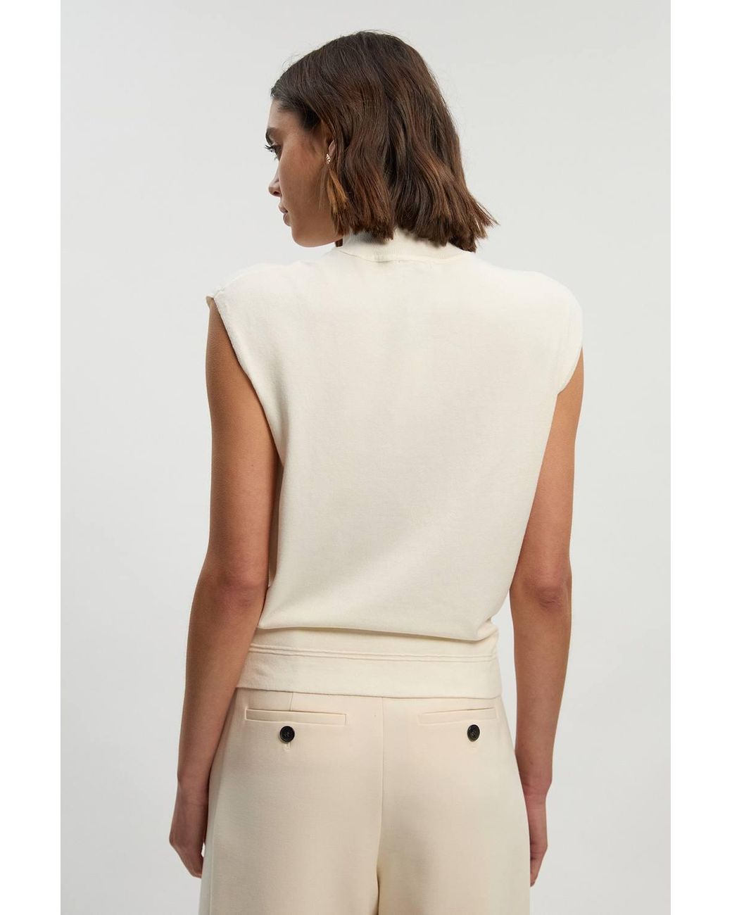 Karen Millen Brown Forever Viscose Blend High Neck Knitted Tank Top