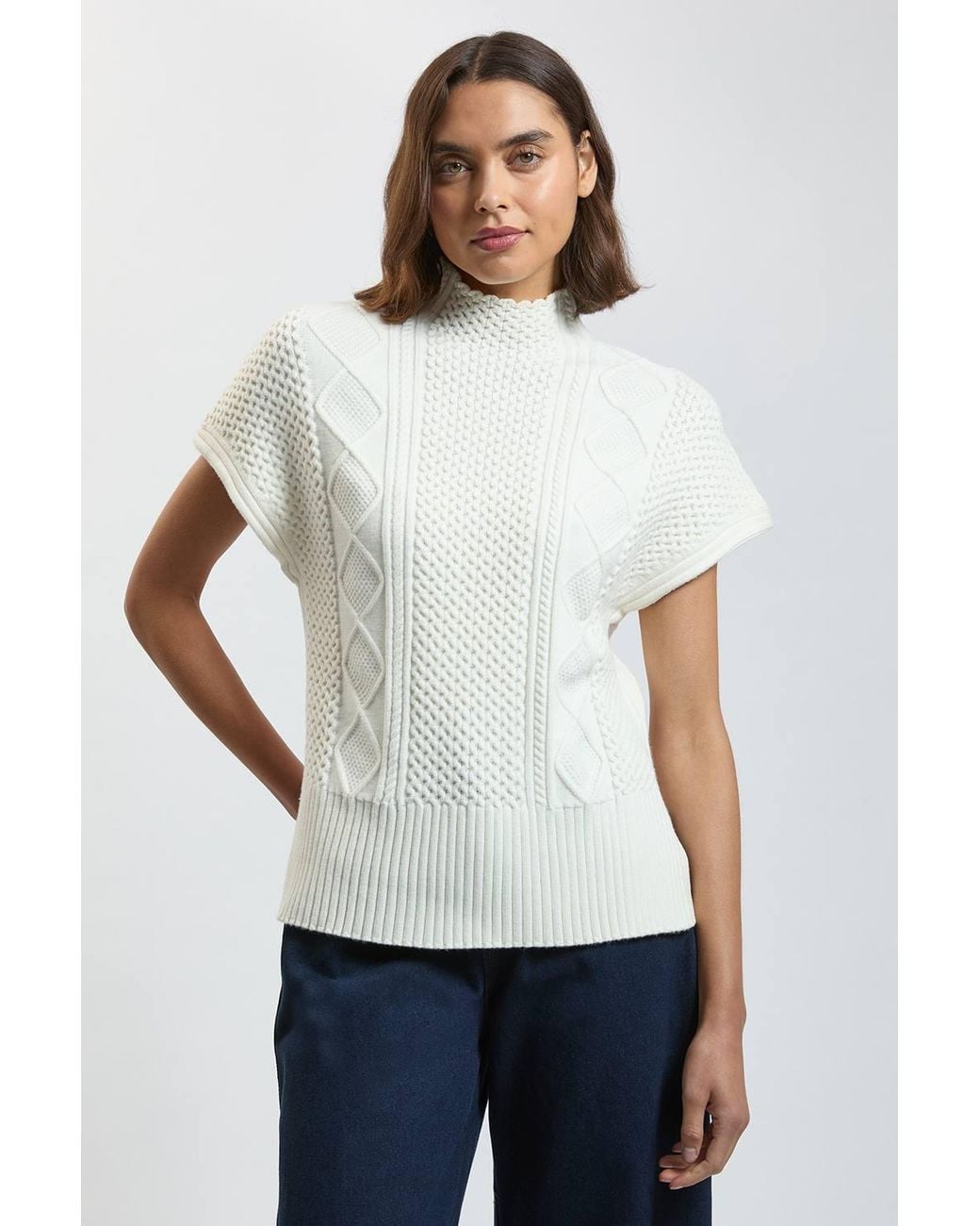Karen Millen White Cable Knit Tank Jumper