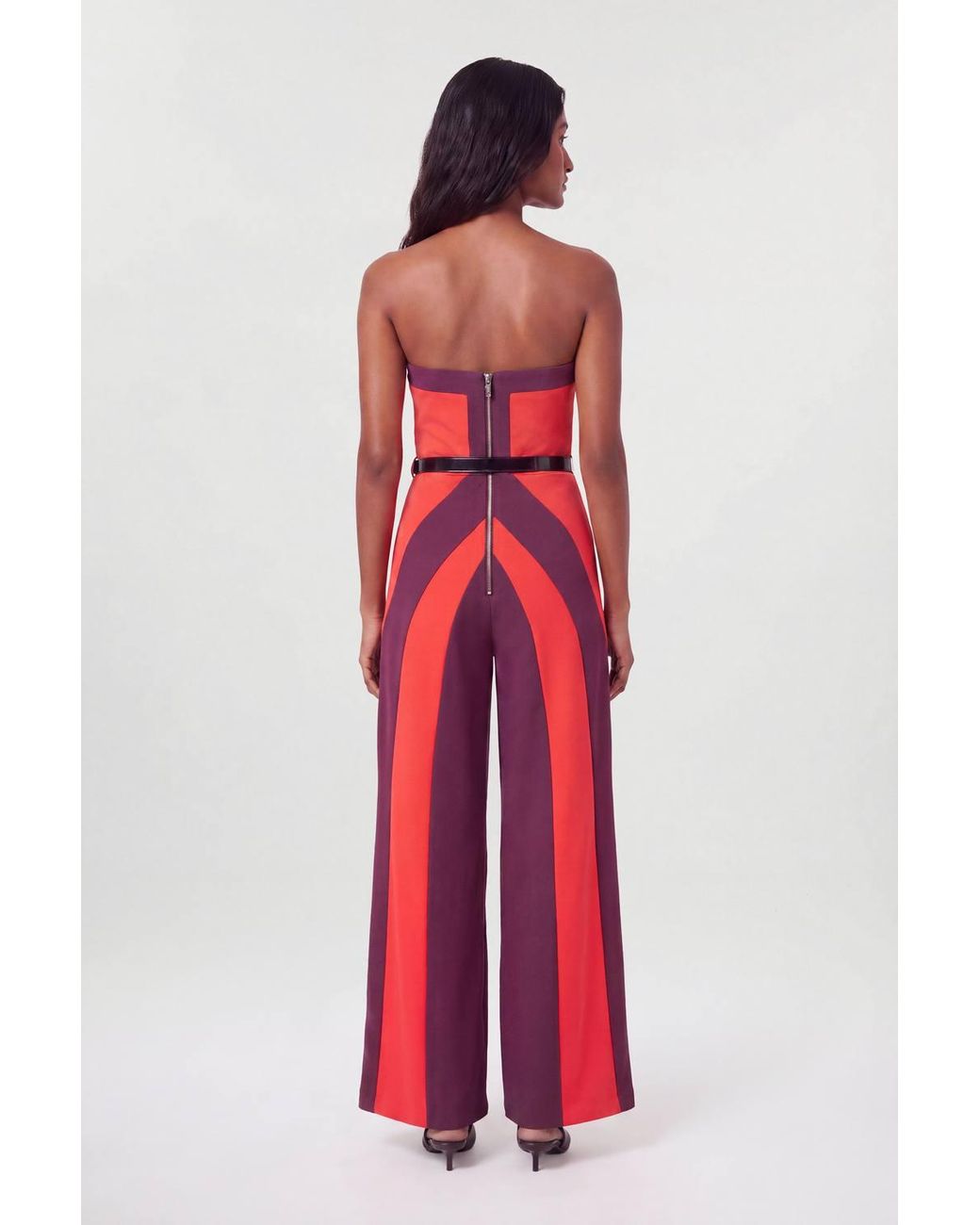 Karen Millen Compact Stretch Colour Block Tailored Bandeau Jumpsuit
