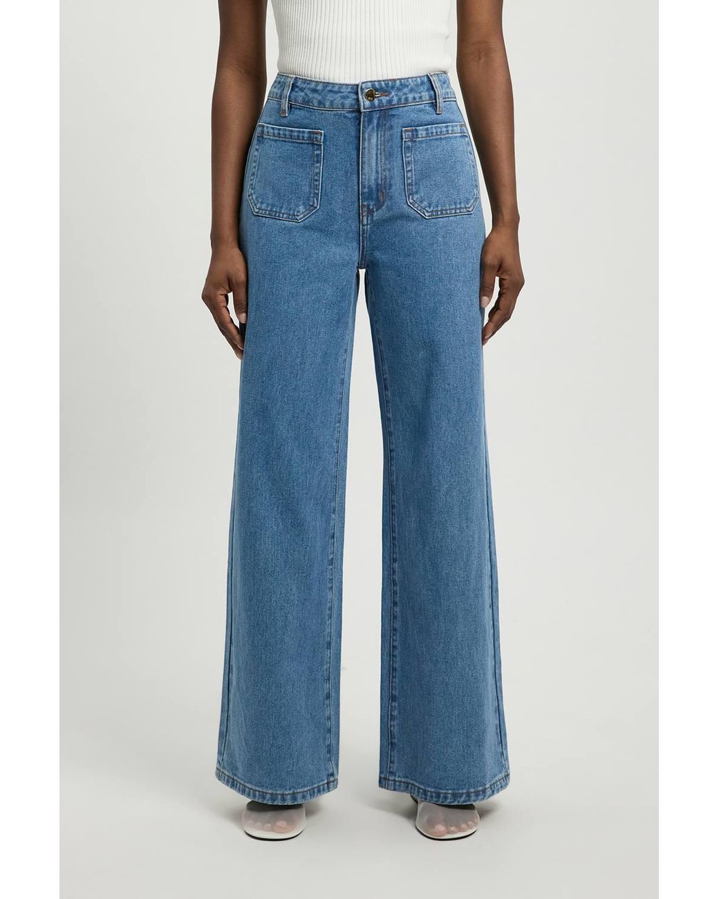 Karen Millen Blue Harper's Bazaar Denim Straight Leg Pocket Jeans