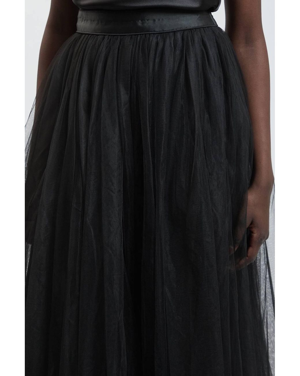 Karen Millen Black Tulle Woven Maxi Skirt