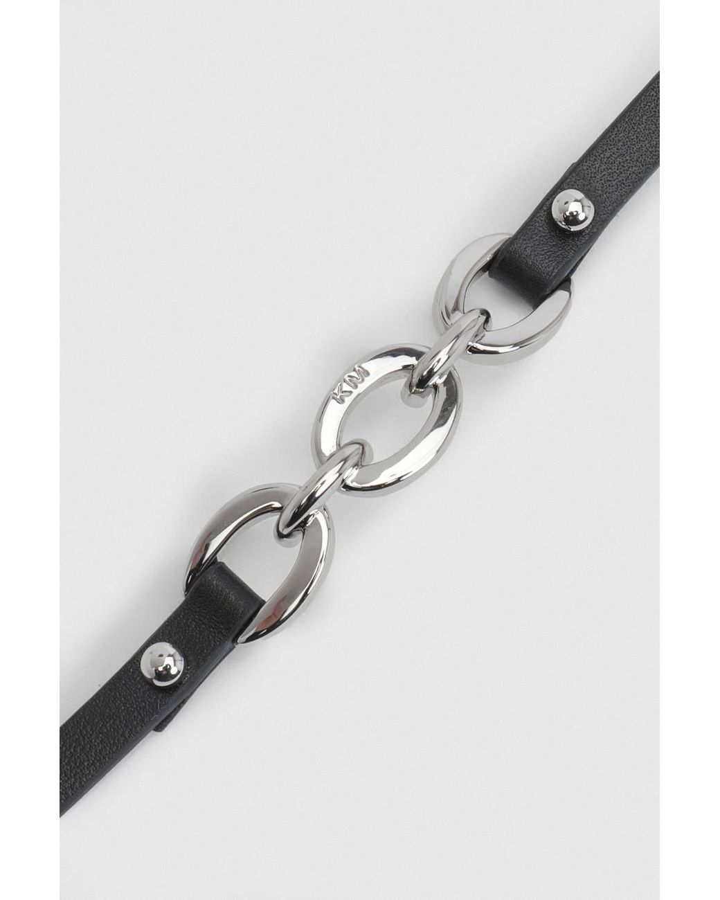 Karen Millen Brown Chain Link Leather Bracelet