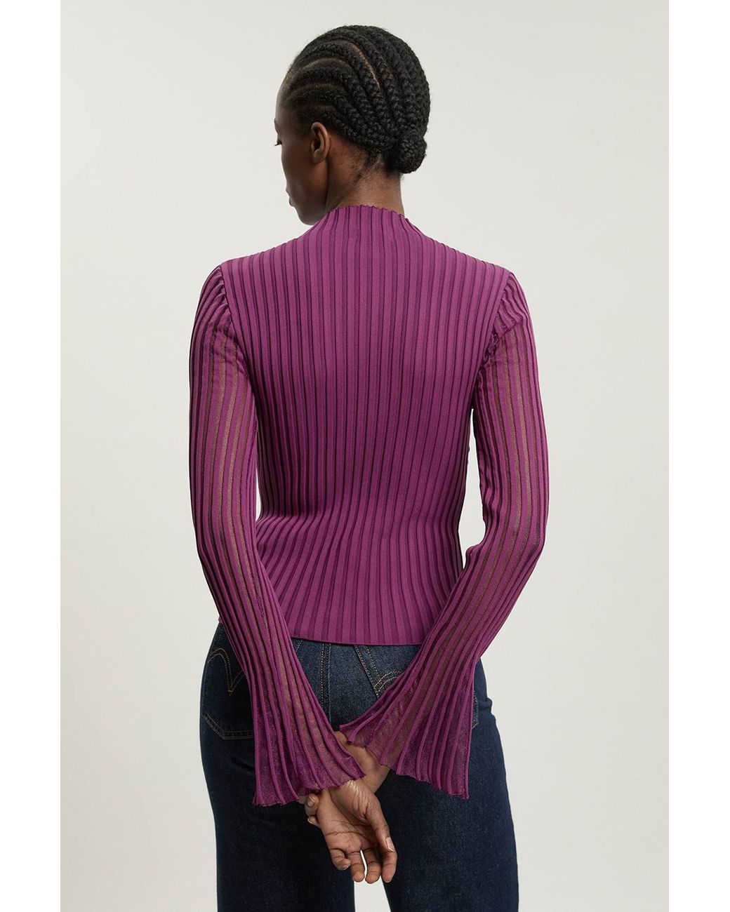 Karen Millen Purple Viscose Blend Filament Knitted Top