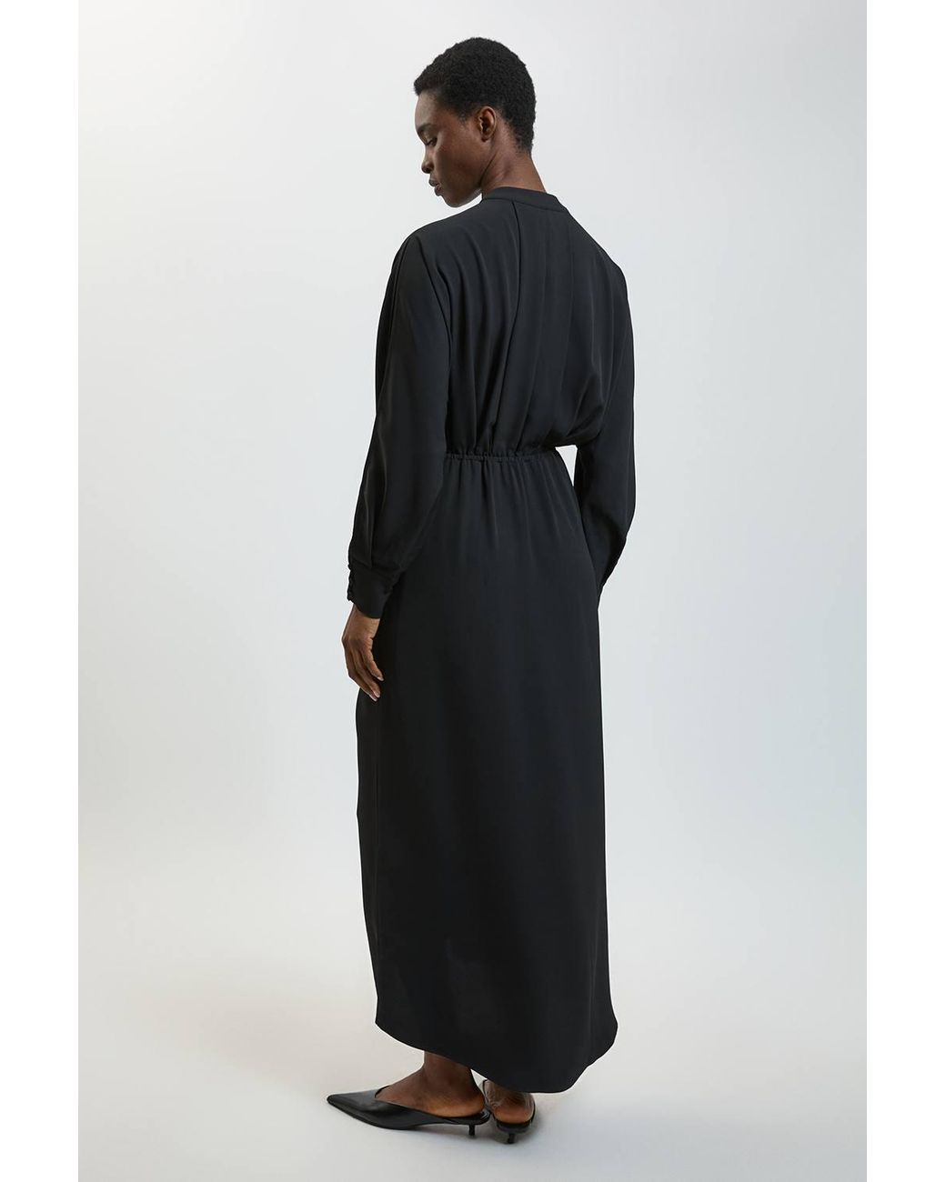 Karen Millen Black Split Sleeve Asymmetric Detail Midi Dress