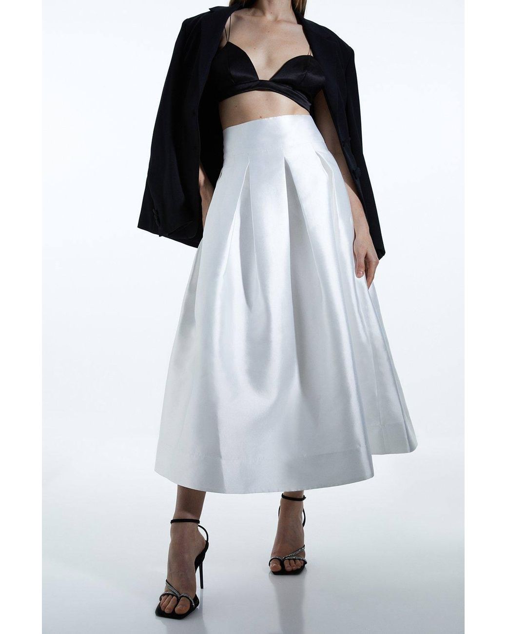 Karen Millen White Forever Twill Woven Prom Maxi Skirt