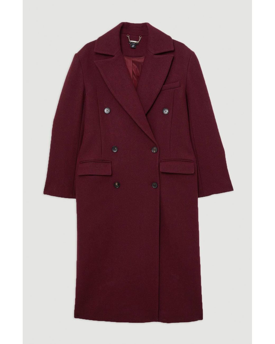 Karen Millen Forever Wool Double Breasted Tailored Midi Coat