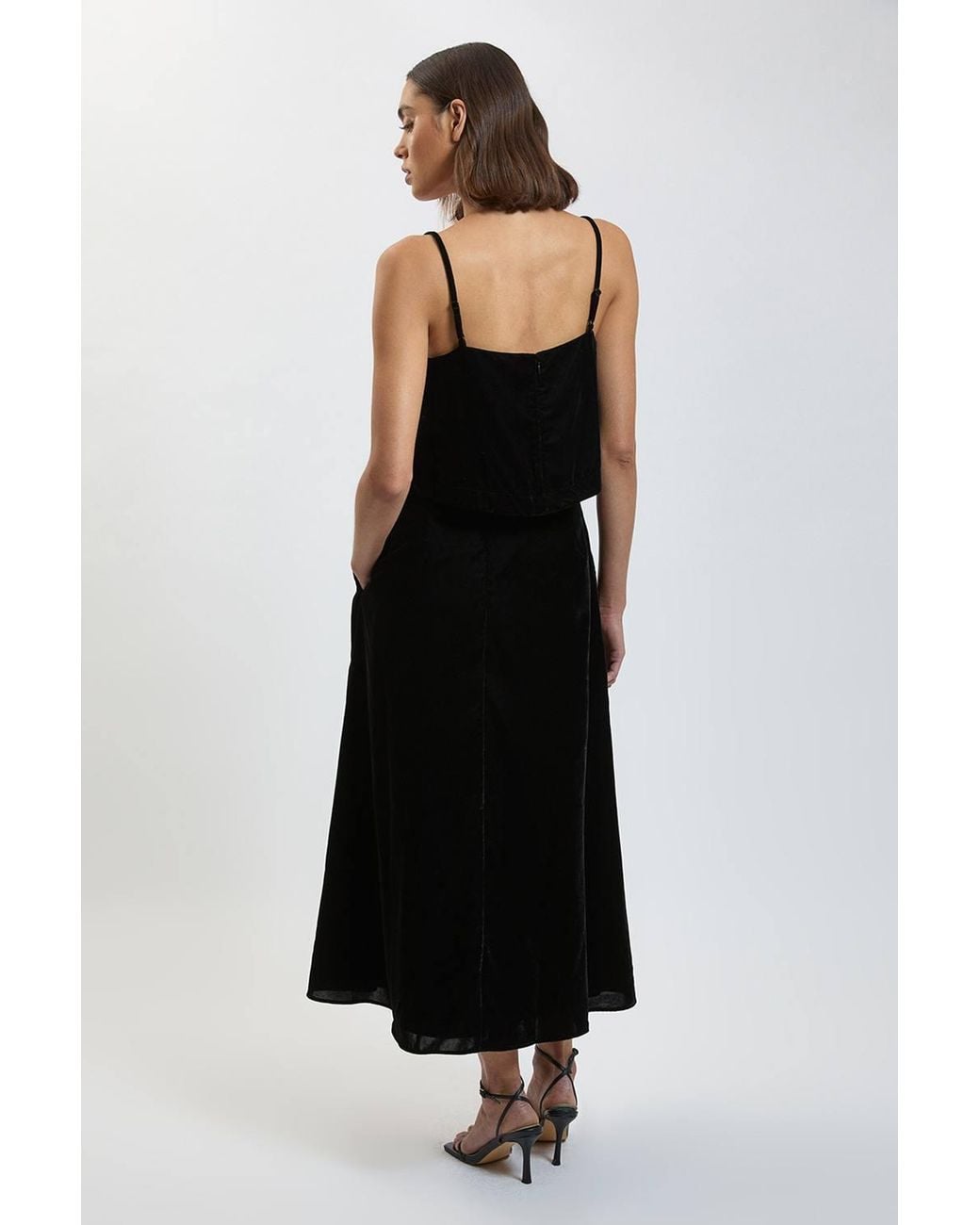 Karen Millen Black Velvet Cutwork Co Ord Midi Skirt