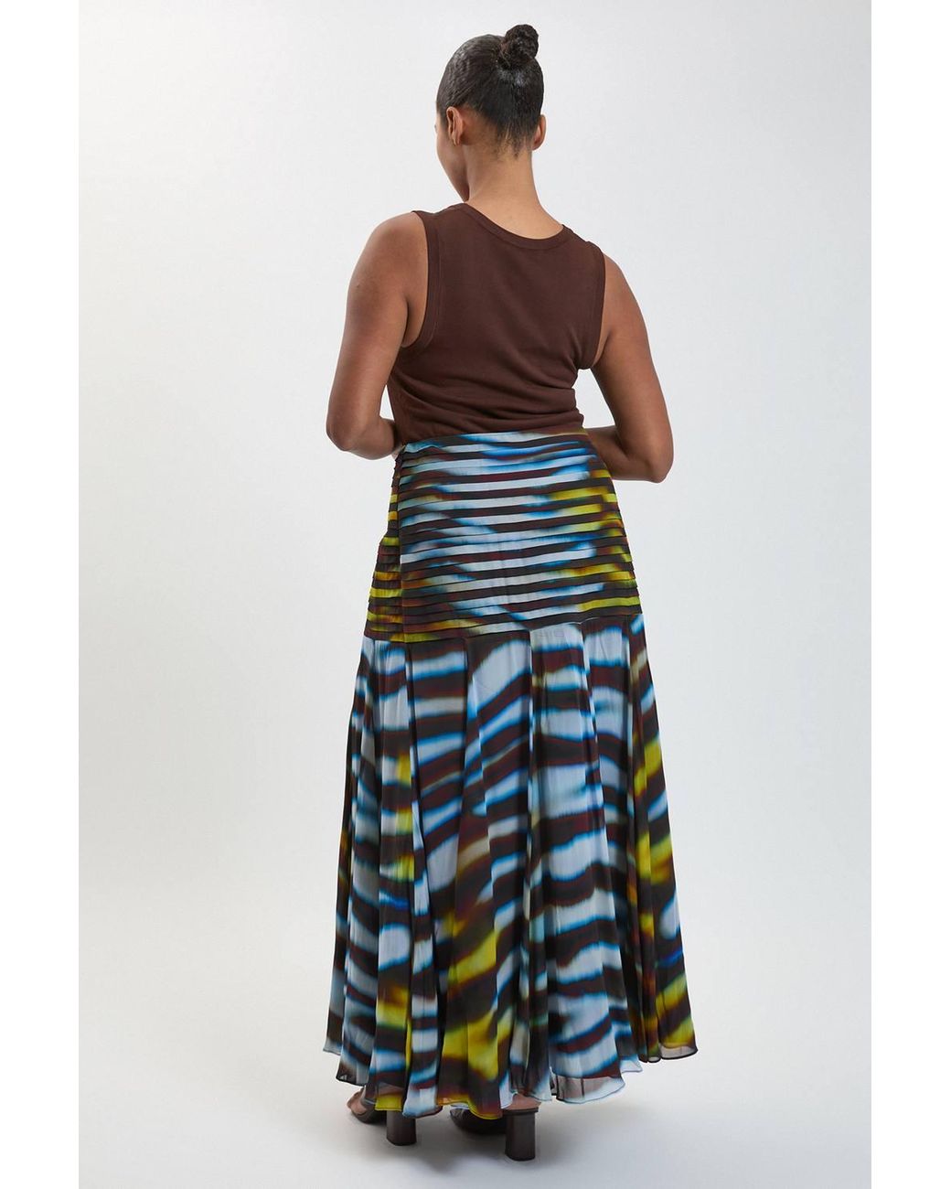 Karen Millen Multicolor Plus Size Viscose Georgette Animal Print Drop Hem Woven Maxi Skirt