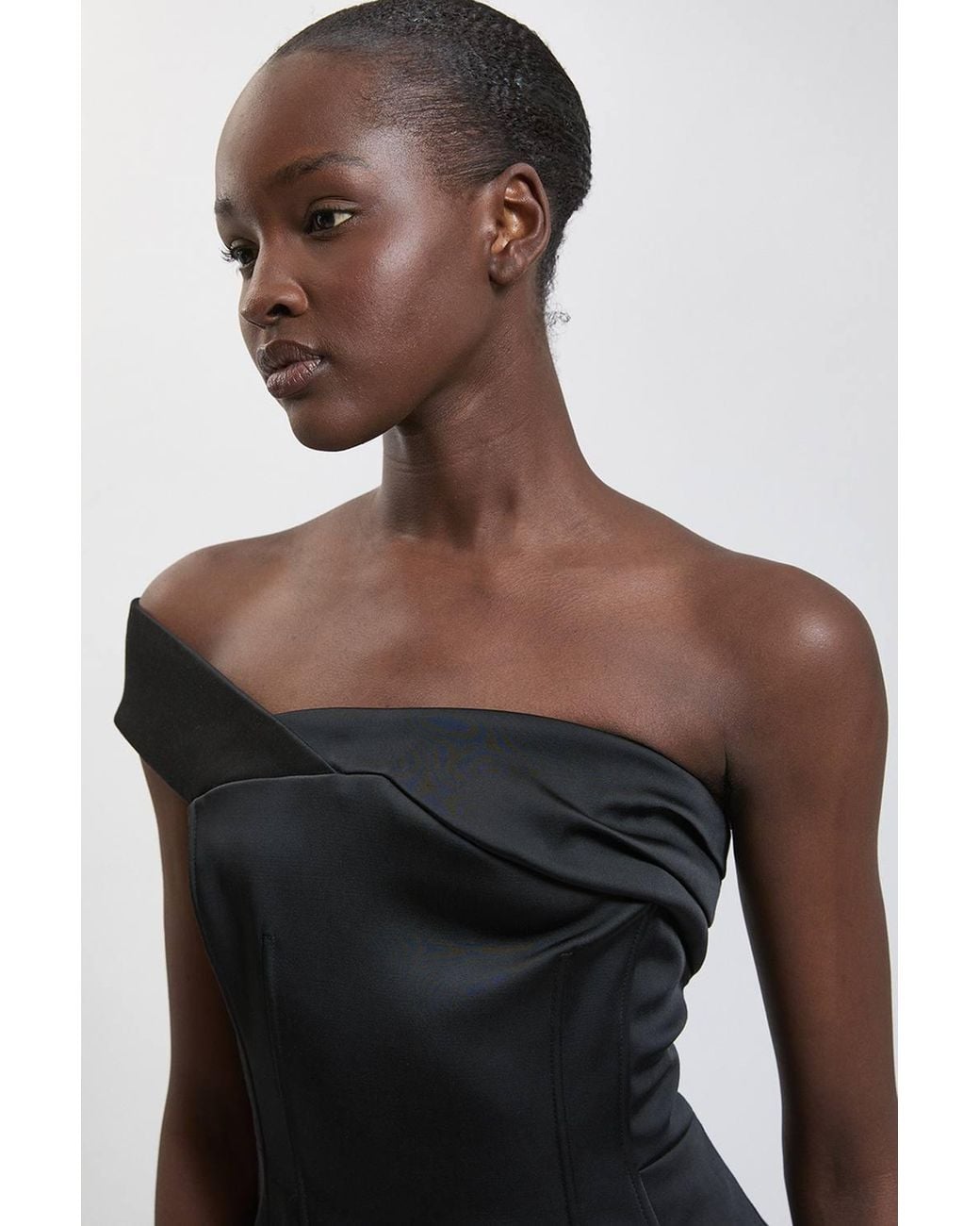Karen Millen Black Tailored Satin Bodice Top