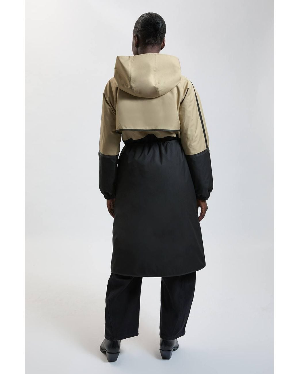 Karen Millen Natural Colourblock Padded Scarf Hood Coat