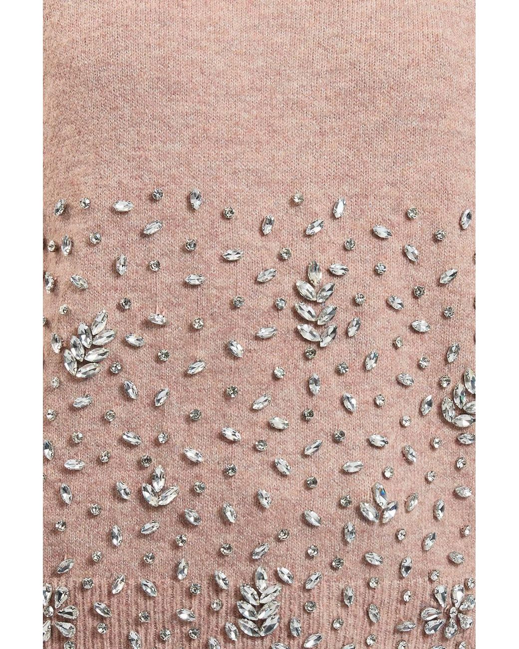 Karen Millen Natural Wool Blend Embellished Cosy Knitted High Neck Jumper