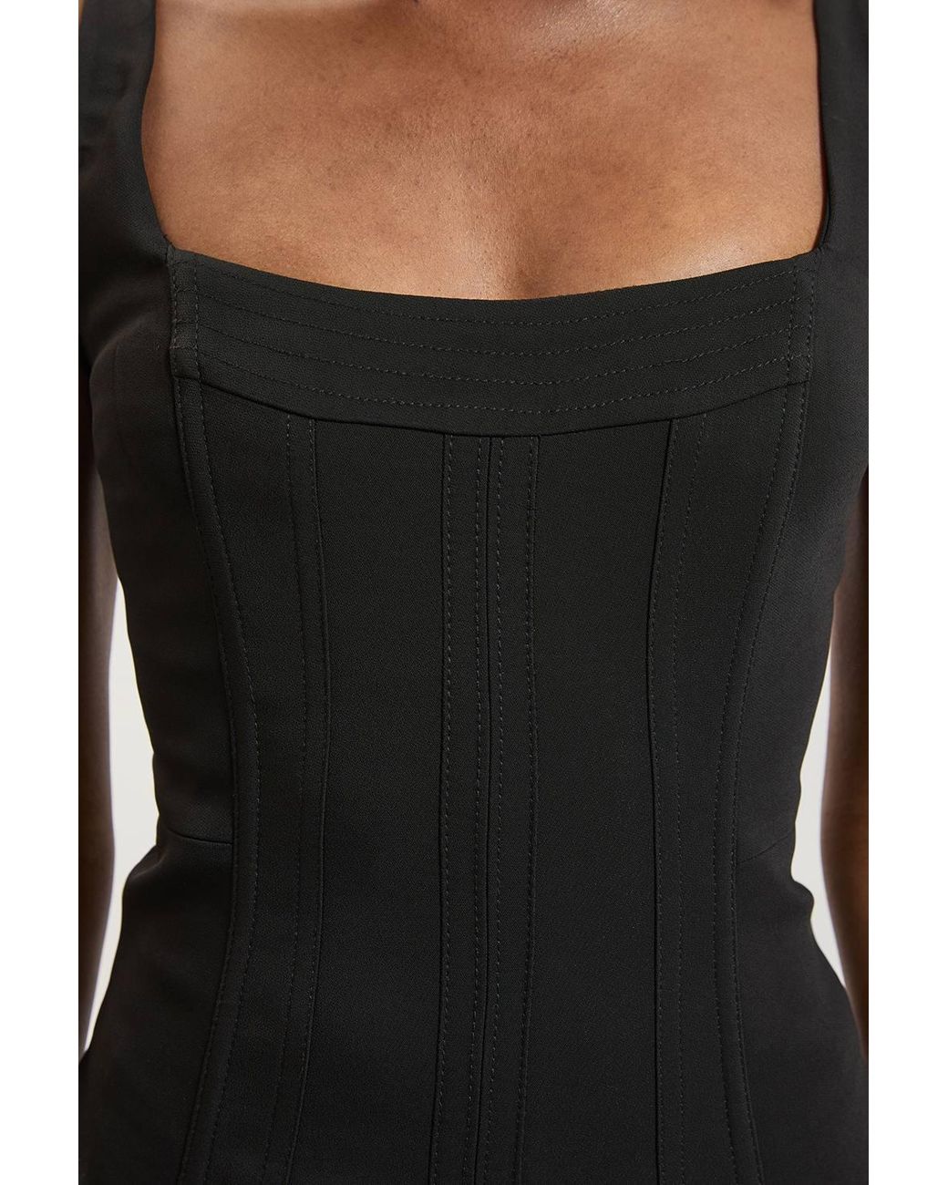 Karen Millen Black Compact Viscose Corset Top