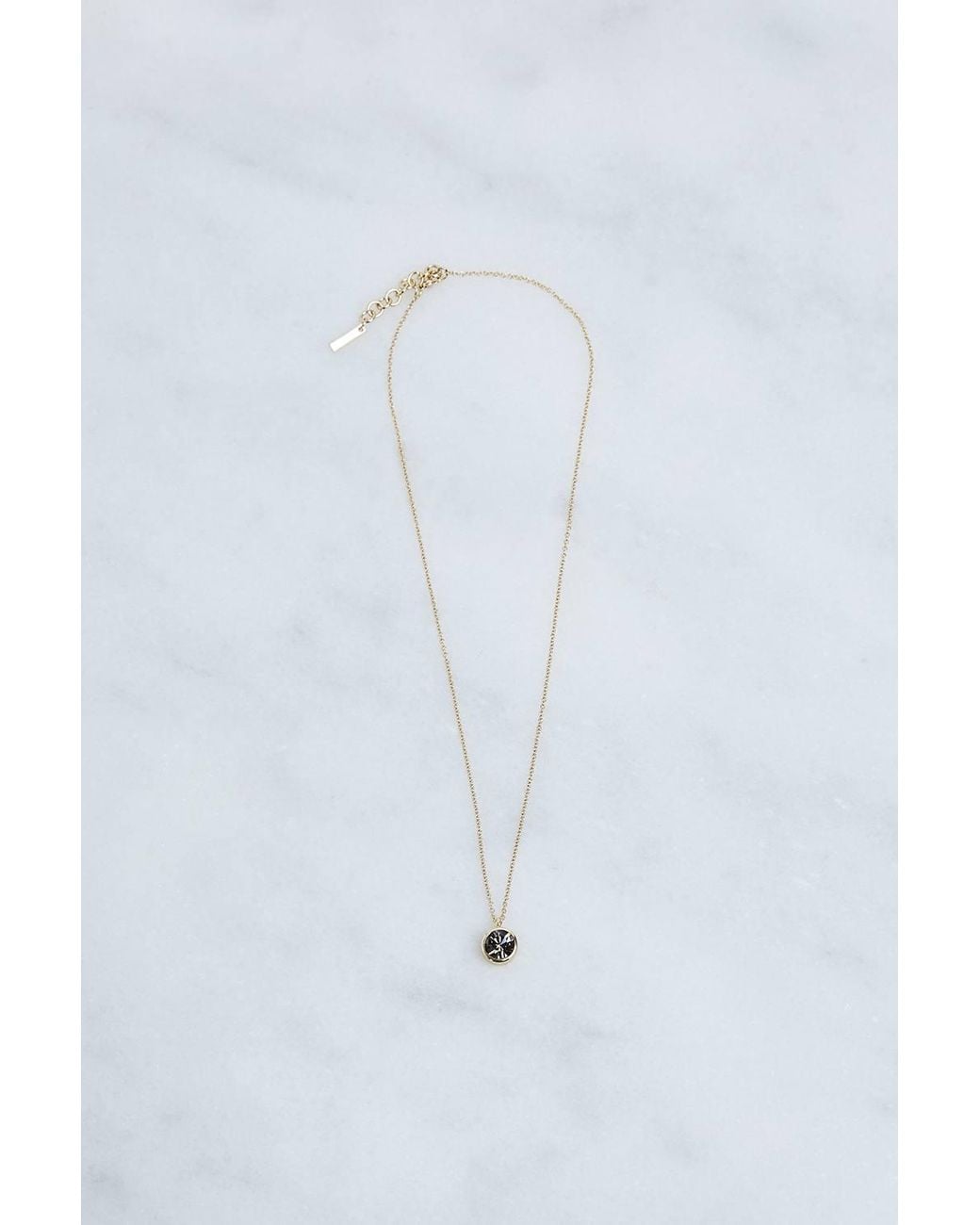 Karen Millen Blue 14Kt Plated Hand Set European Crystal Solitaire Pendant