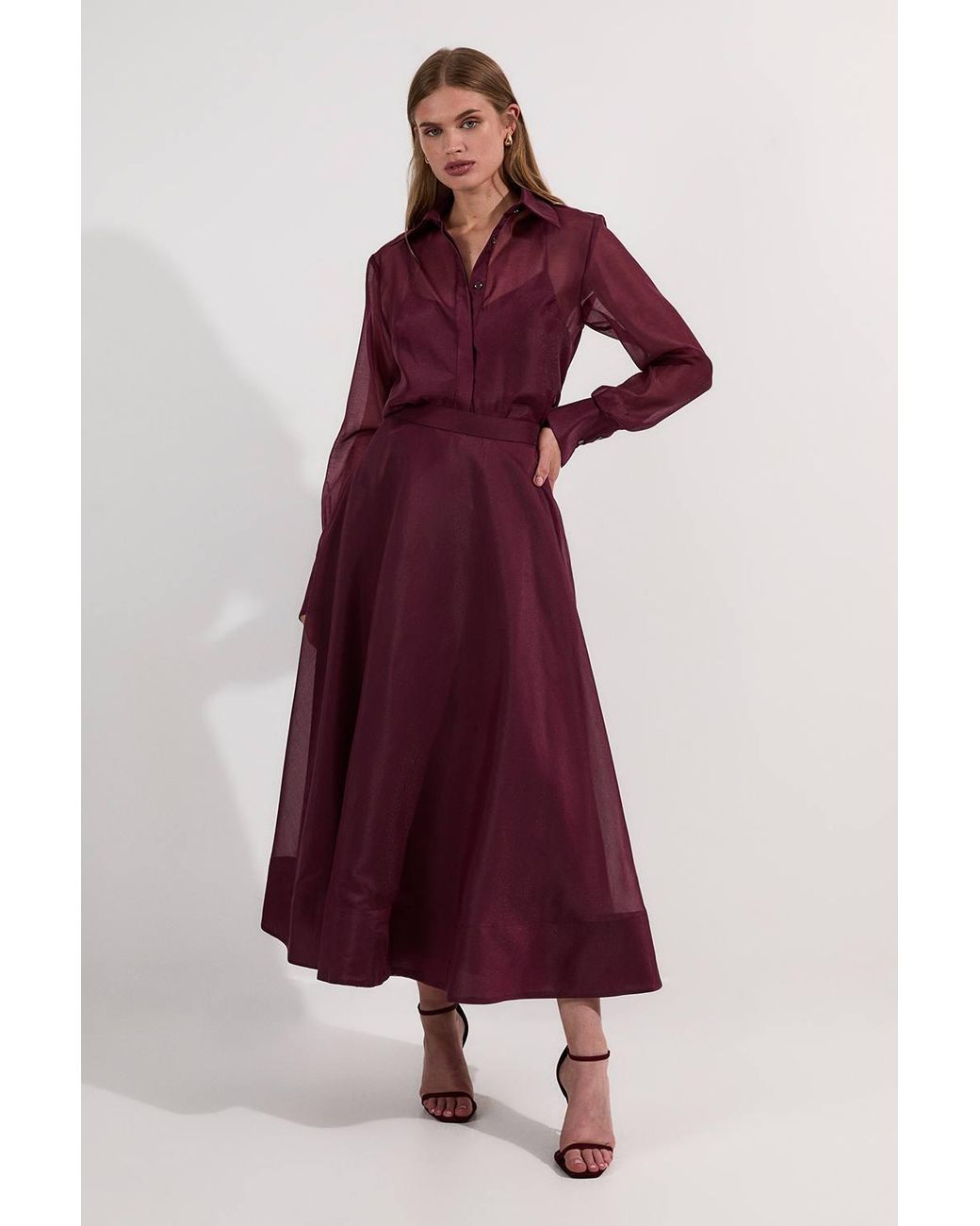 Karen Millen Purple Organdie Woven Shirt