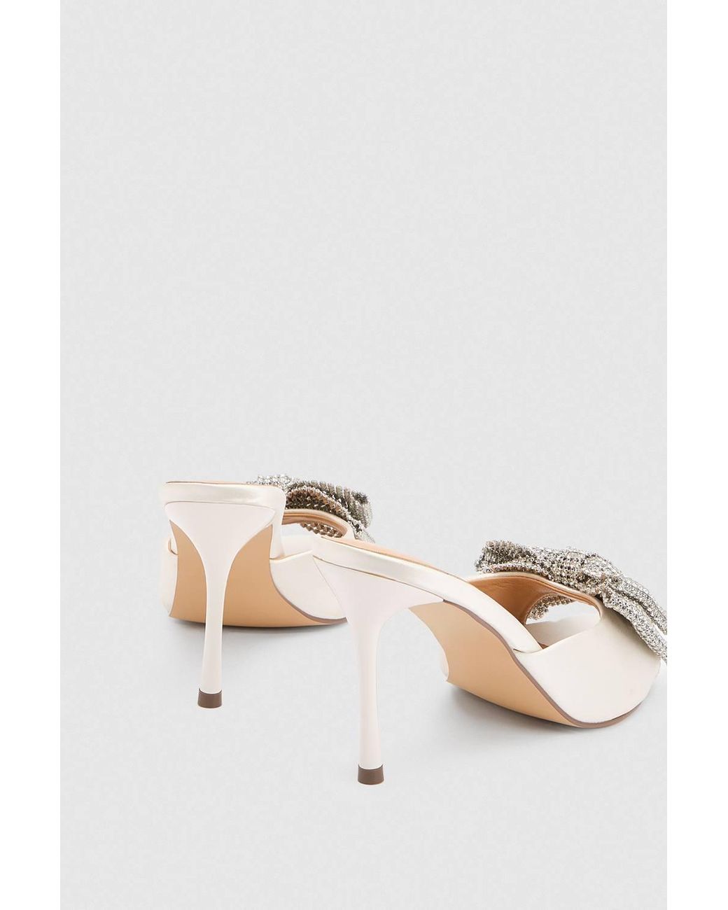 Karen Millen Natural Satin Bow Embellishment Peep Toe Mule