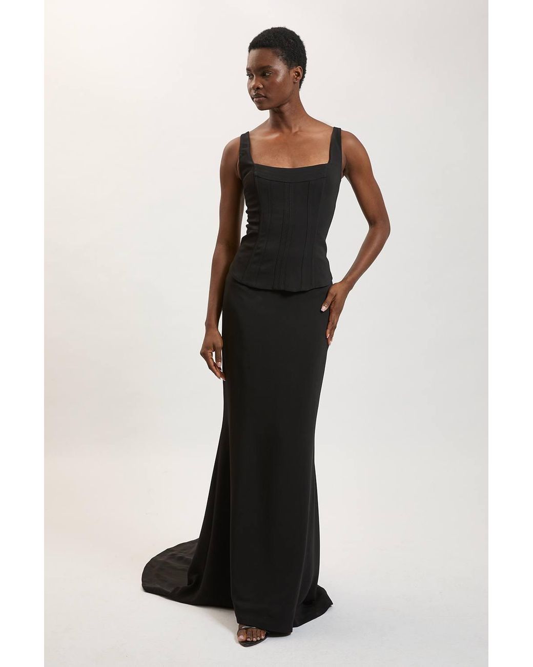 Karen Millen Black Compact Viscose Corset Top
