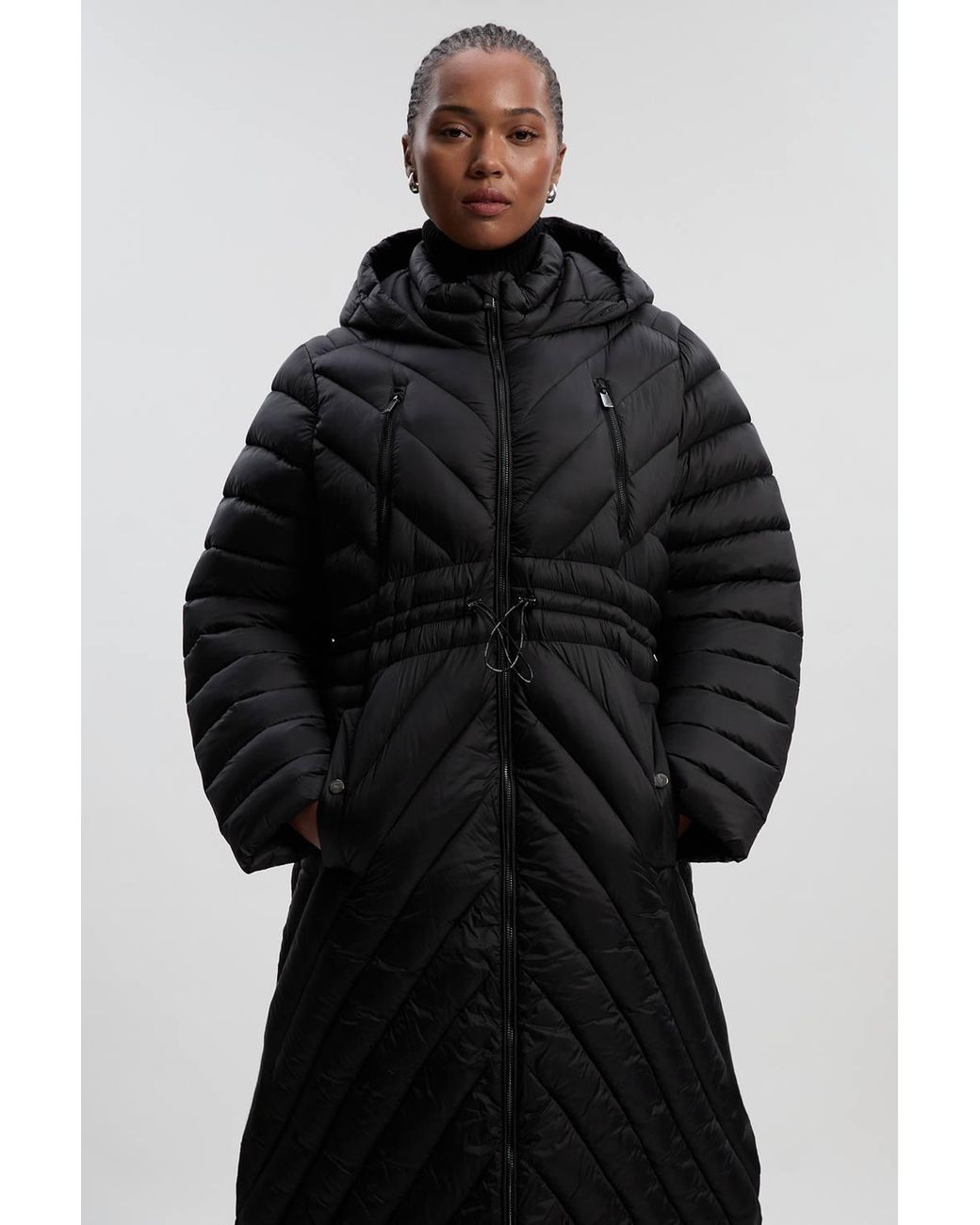 Karen Millen Black Plus Size Lightweight Packable Maxi Coat
