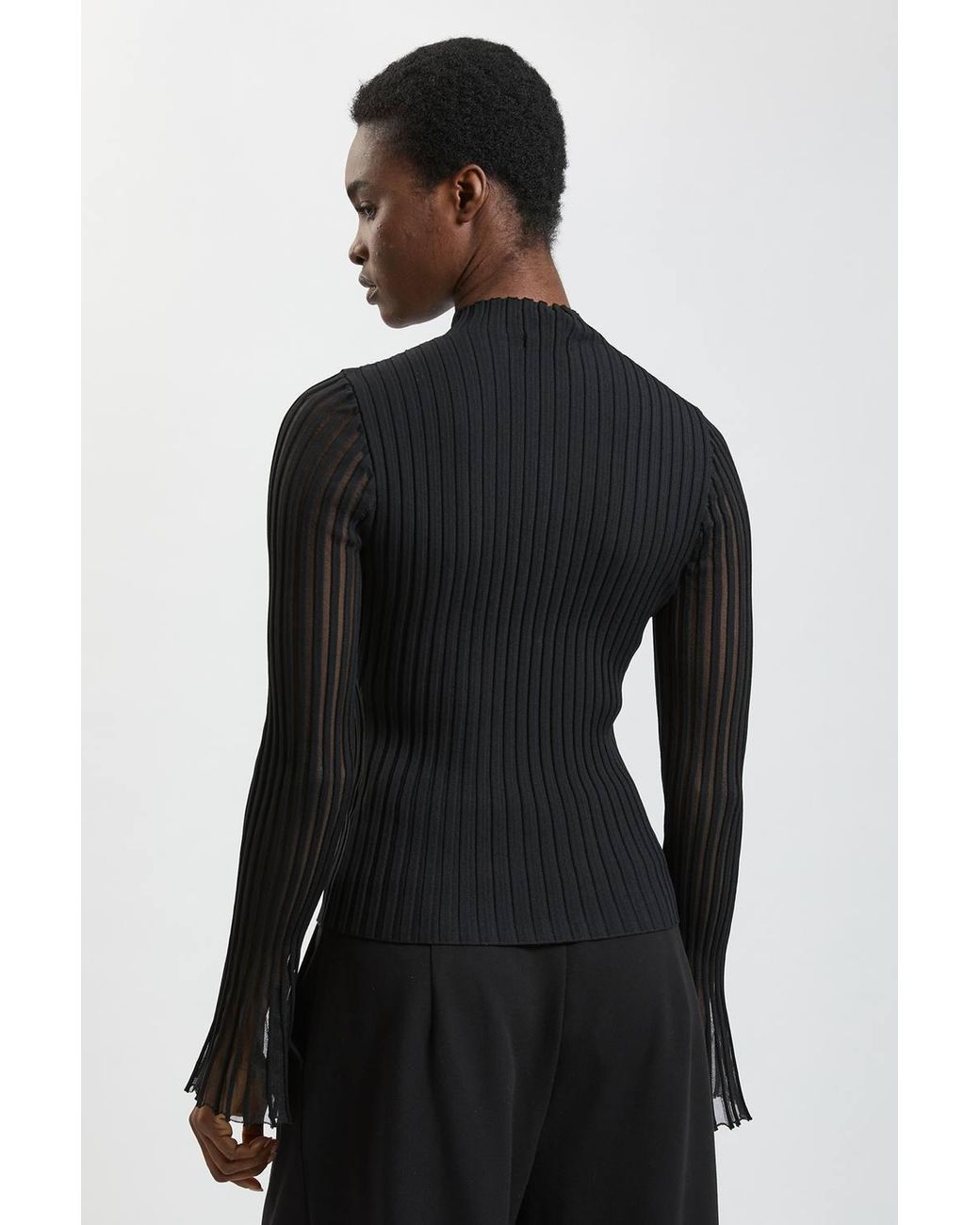Karen Millen Black Viscose Blend Filament Knitted Top