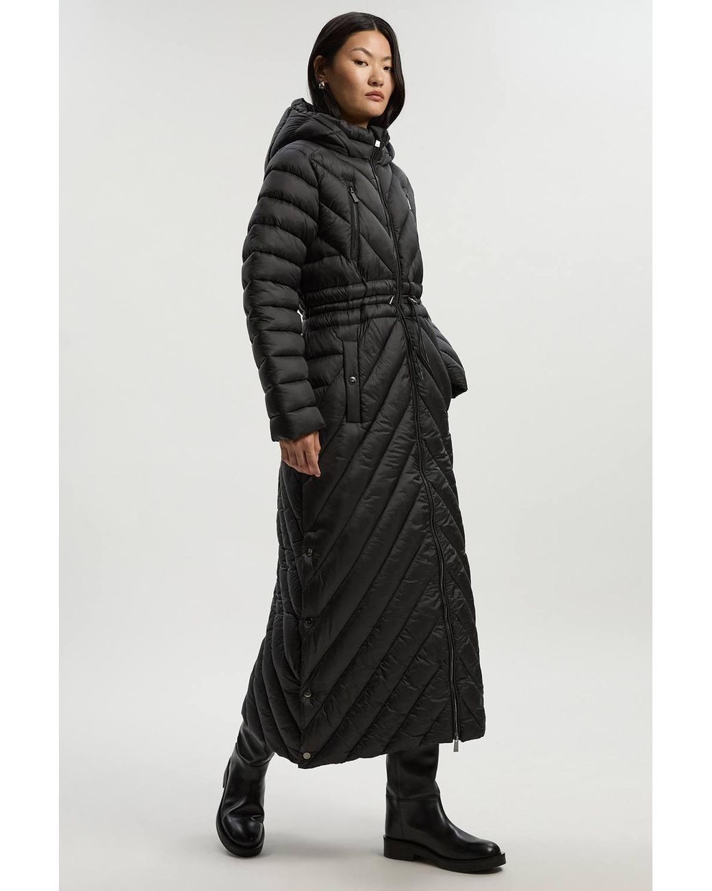 Karen Millen Black Petite Lightweight Packable Maxi Coat