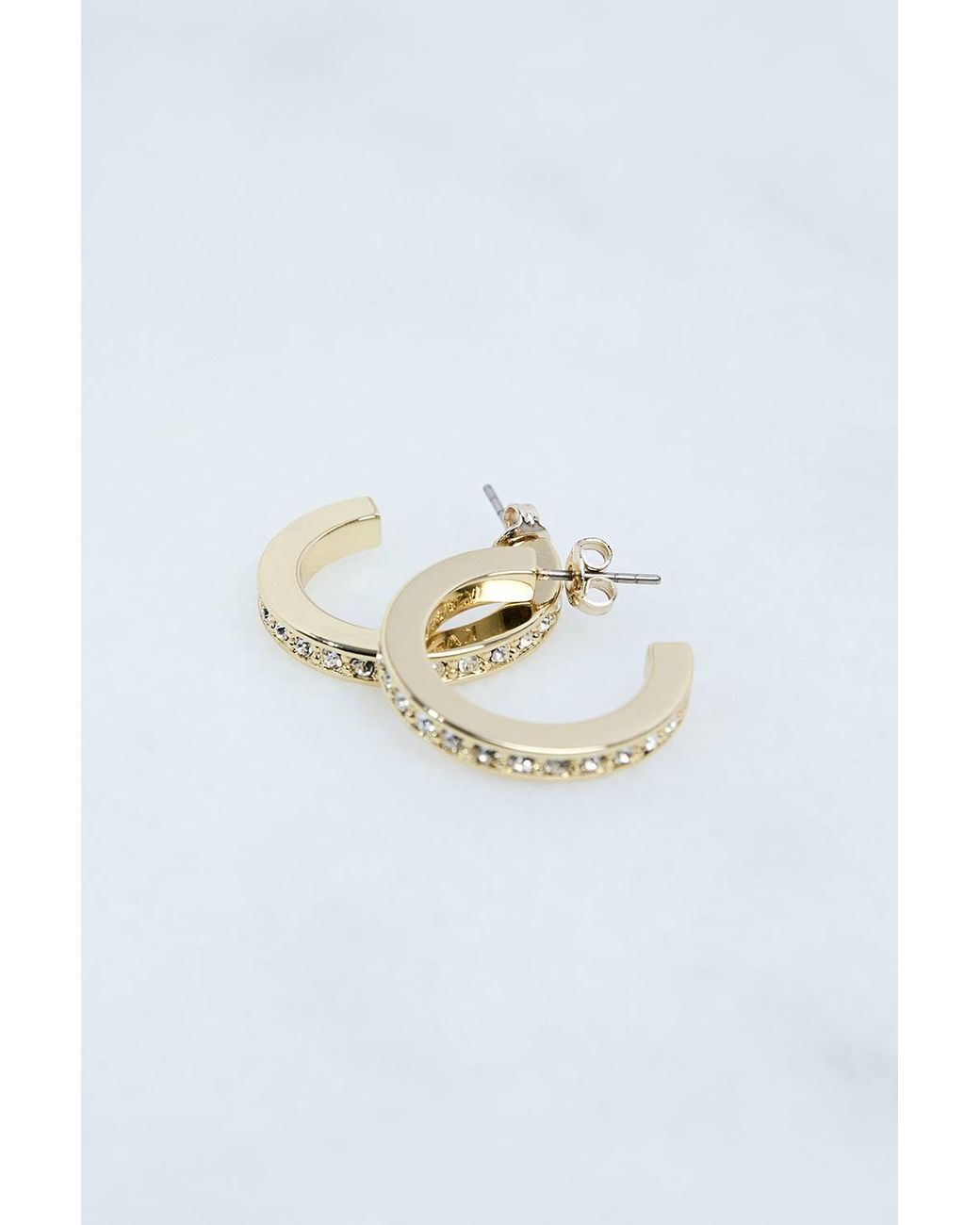 Karen Millen Blue Hand Set European Crystal Small Hoop Earrings