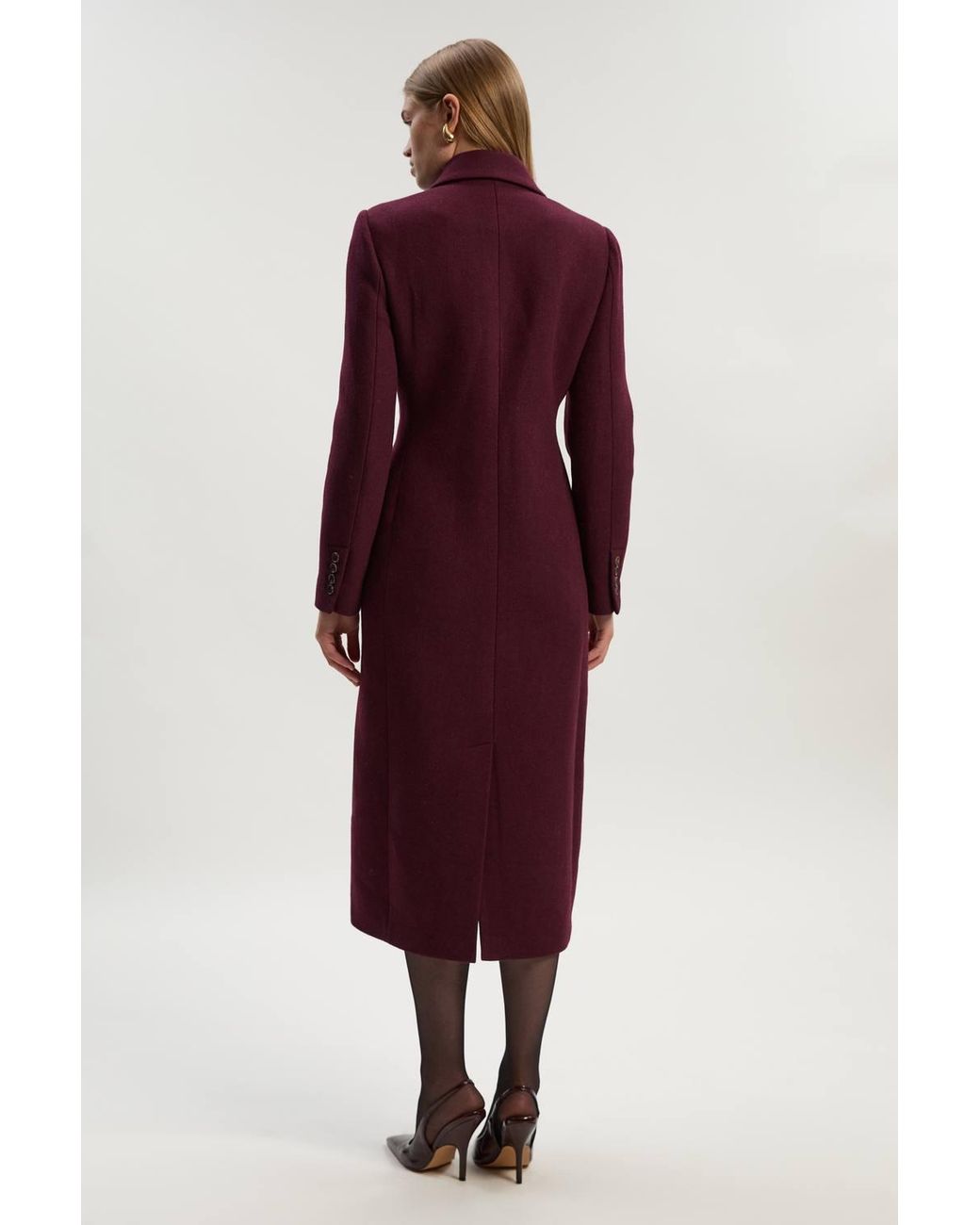 Karen Millen Forever Wool Double Breasted Tailored Midi Coat