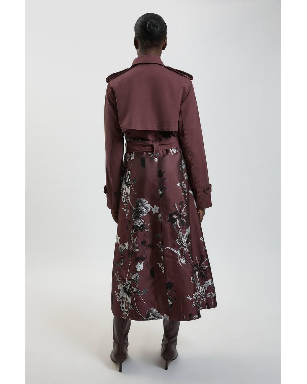 Karen Millen Blue Jacquard Mix Trench Coat