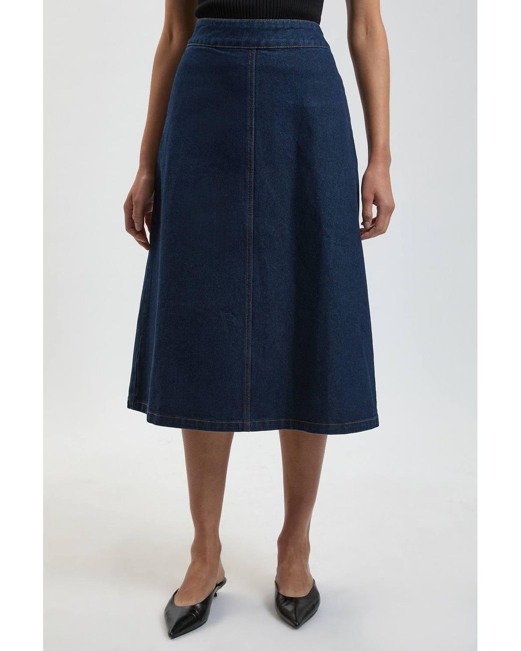 Karen Millen Blue Denim A Line Midi Skirt