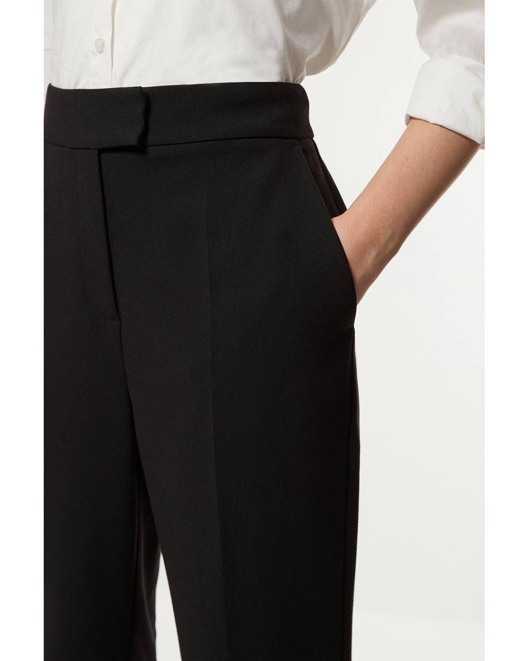 Karen Millen Black Compact Stretch Essential Tailored Straight Leg Trouser
