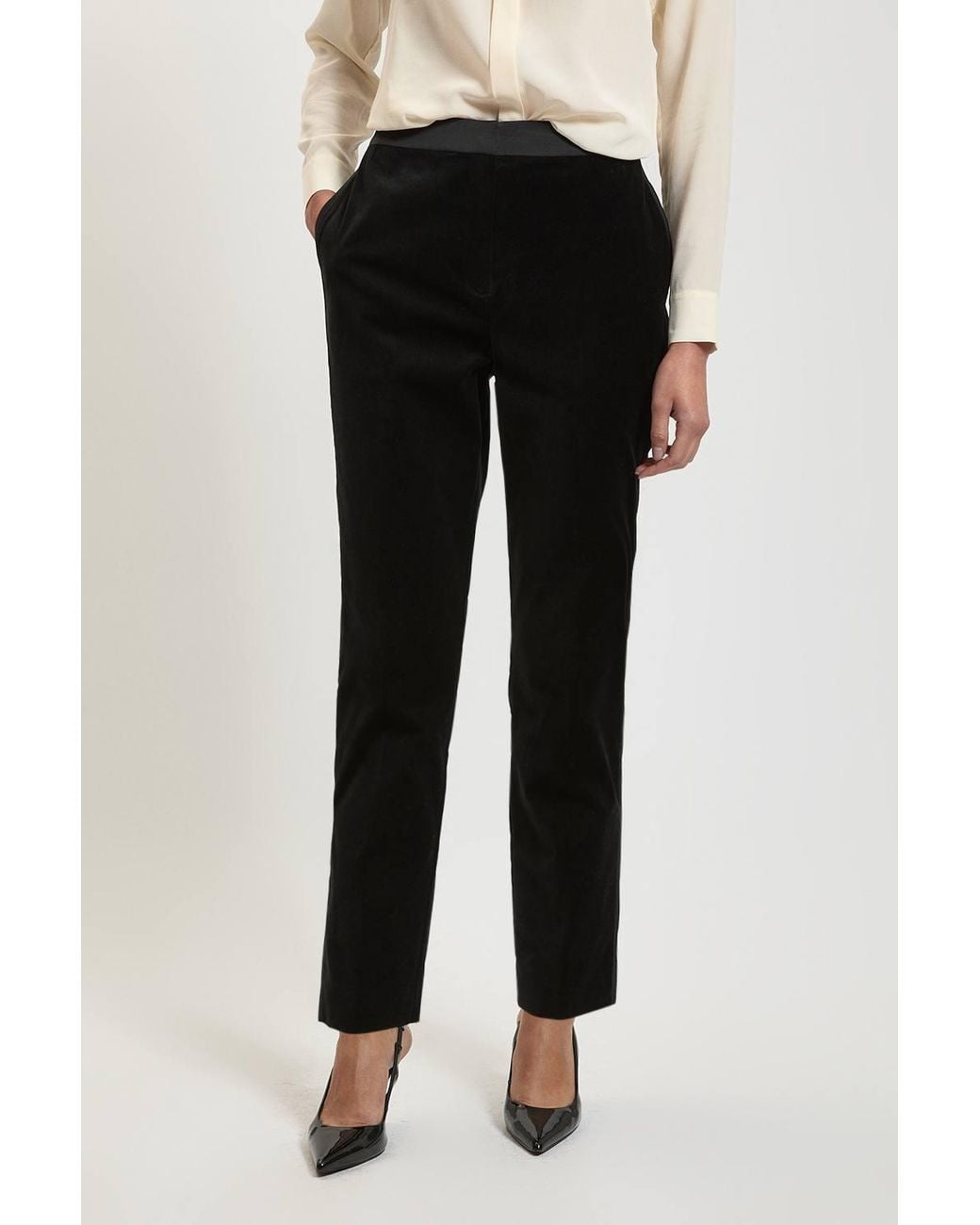 Karen Millen Black Harper's Bazaar Velvet And Satin Mix Slim Leg Trouser