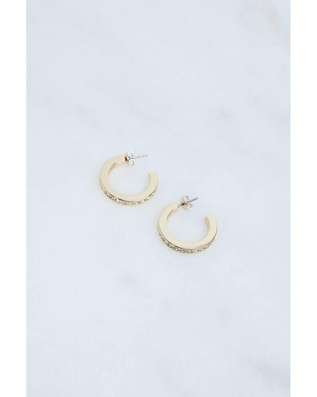 Karen Millen Blue Hand Set European Crystal Small Hoop Earrings