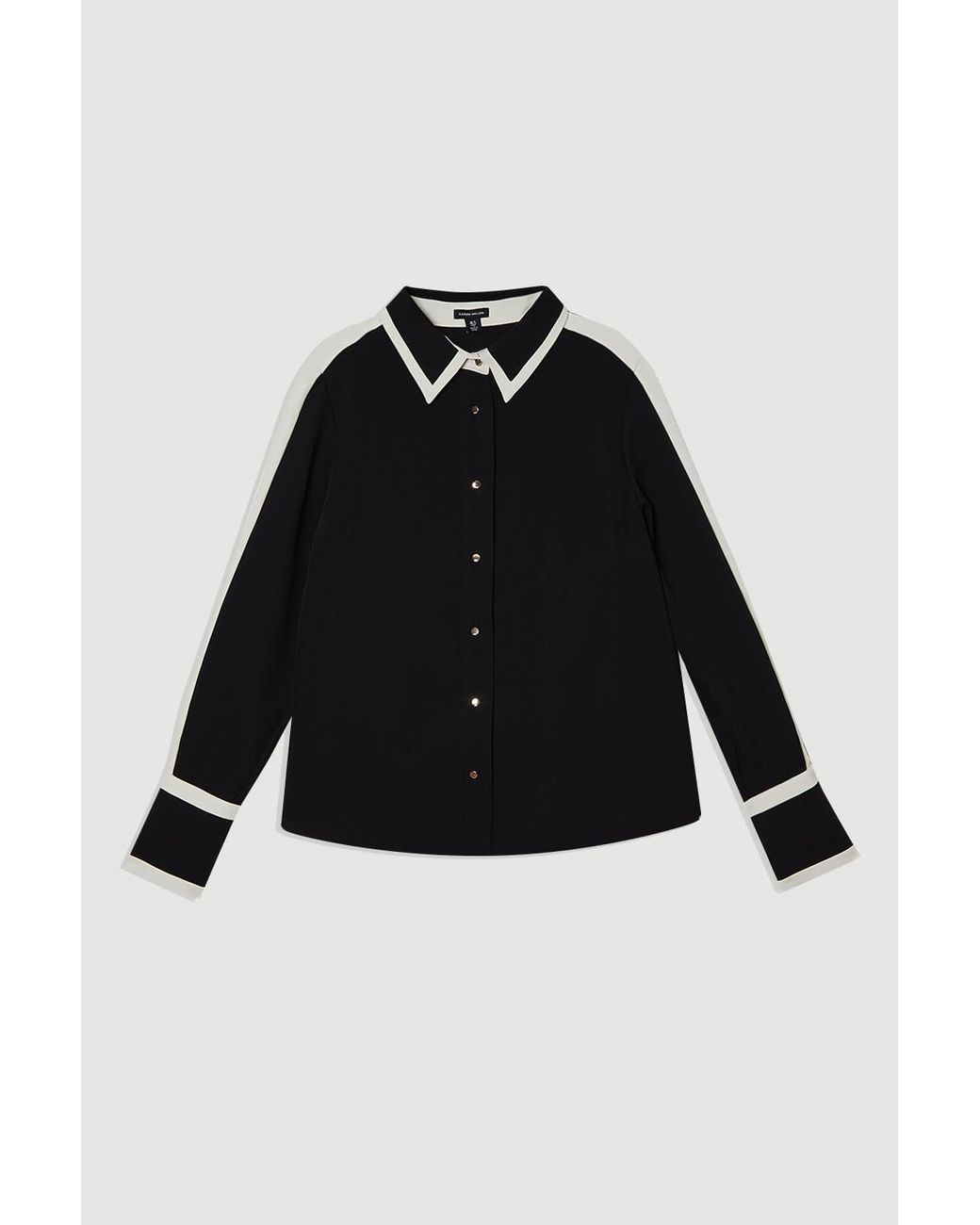 Karen Millen Black Plus Size Forever Colour Block Twill Woven Shirt