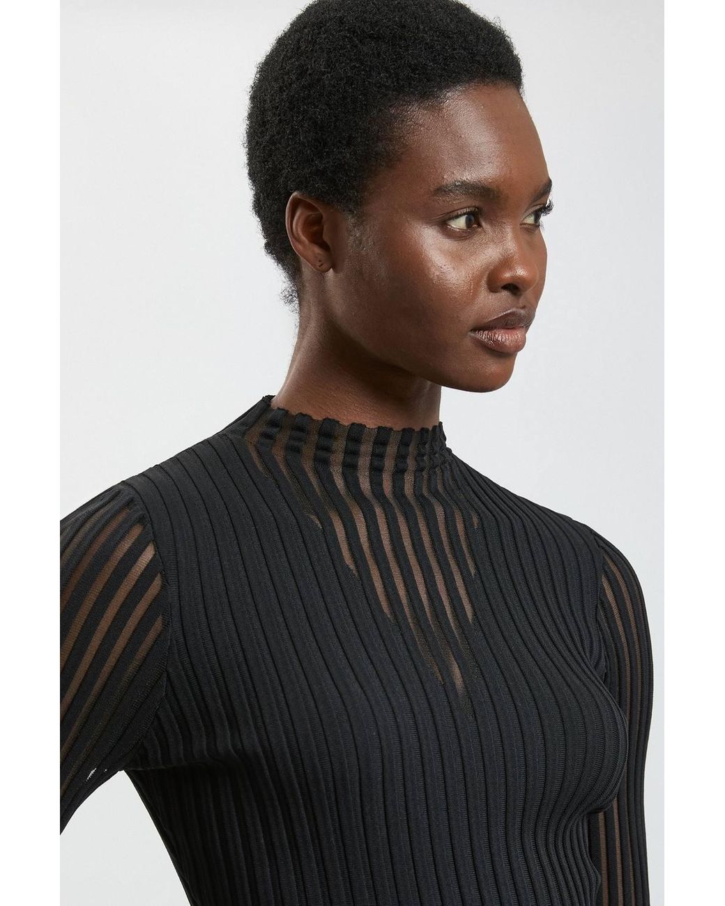 Karen Millen Black Viscose Blend Filament Knitted Top