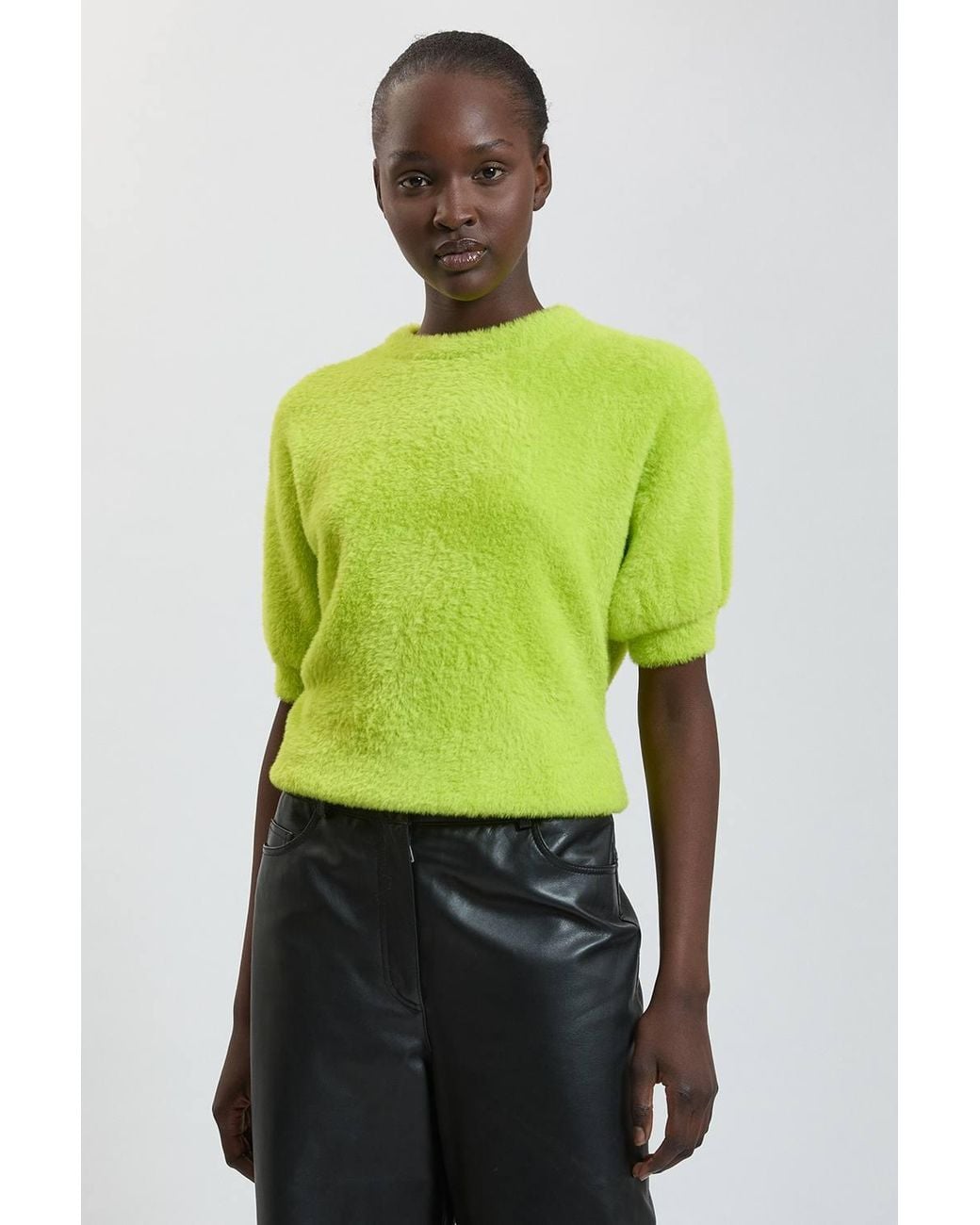 Karen Millen Multicolor Petite Luxury Fluffy Short Sleeve Knit Jumper