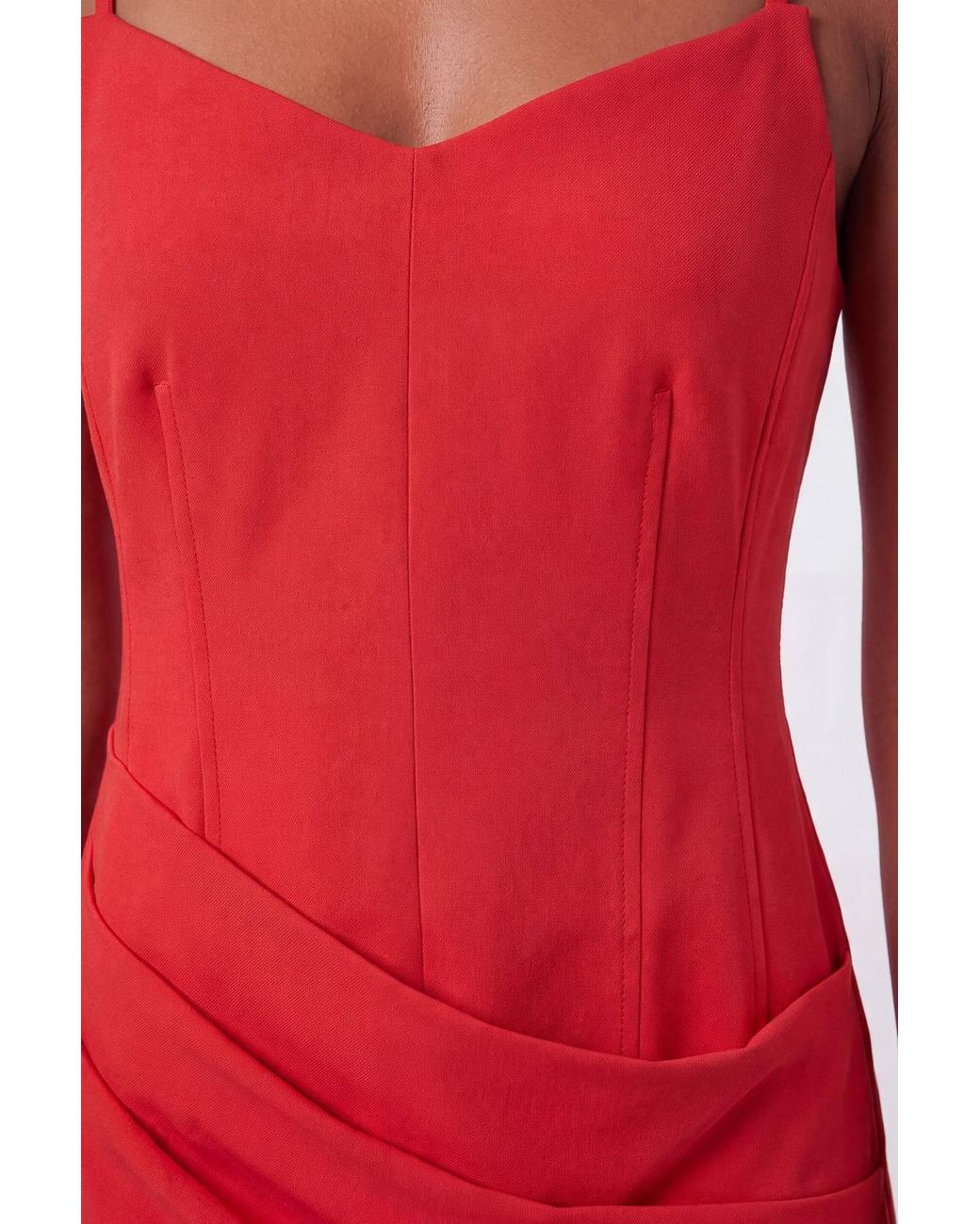 Karen Millen Red Compact Stretch Bandeau Mini Dress