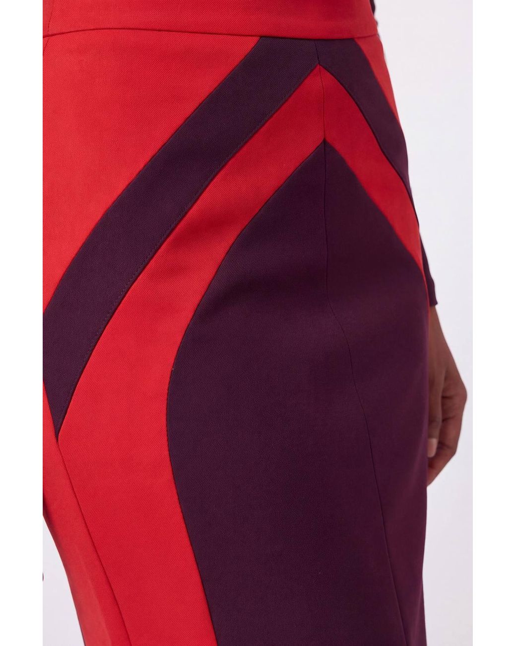 Karen Millen Compact Stretch Colour Block Tailored Pencil Midi Skirt