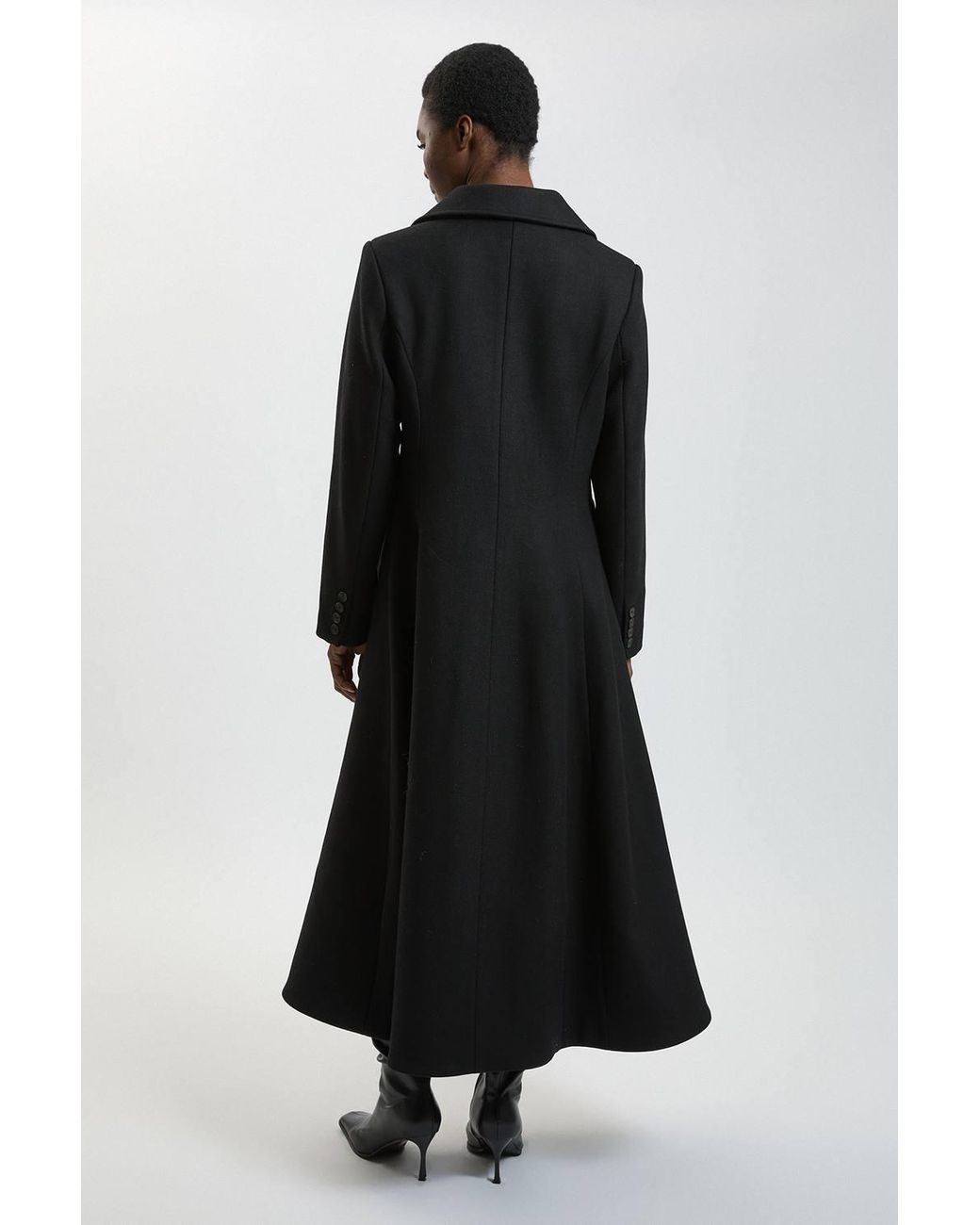 Karen Millen Blue Wool Tailored Flared Skirt Midi Coat