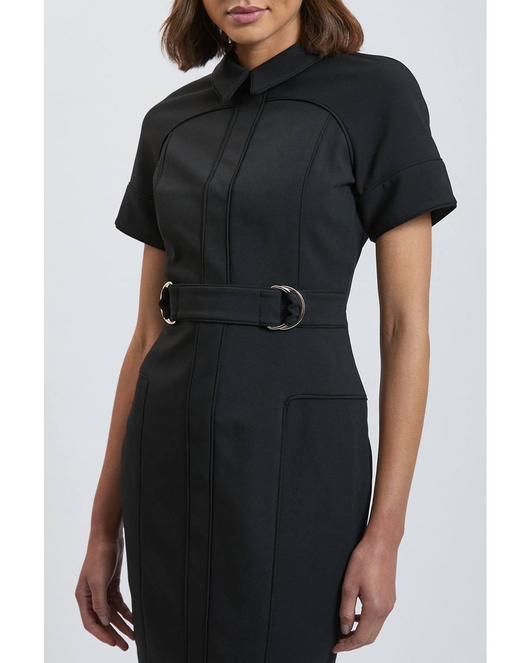 Karen Millen Black Compact Stretch Tailored Pencil Dress