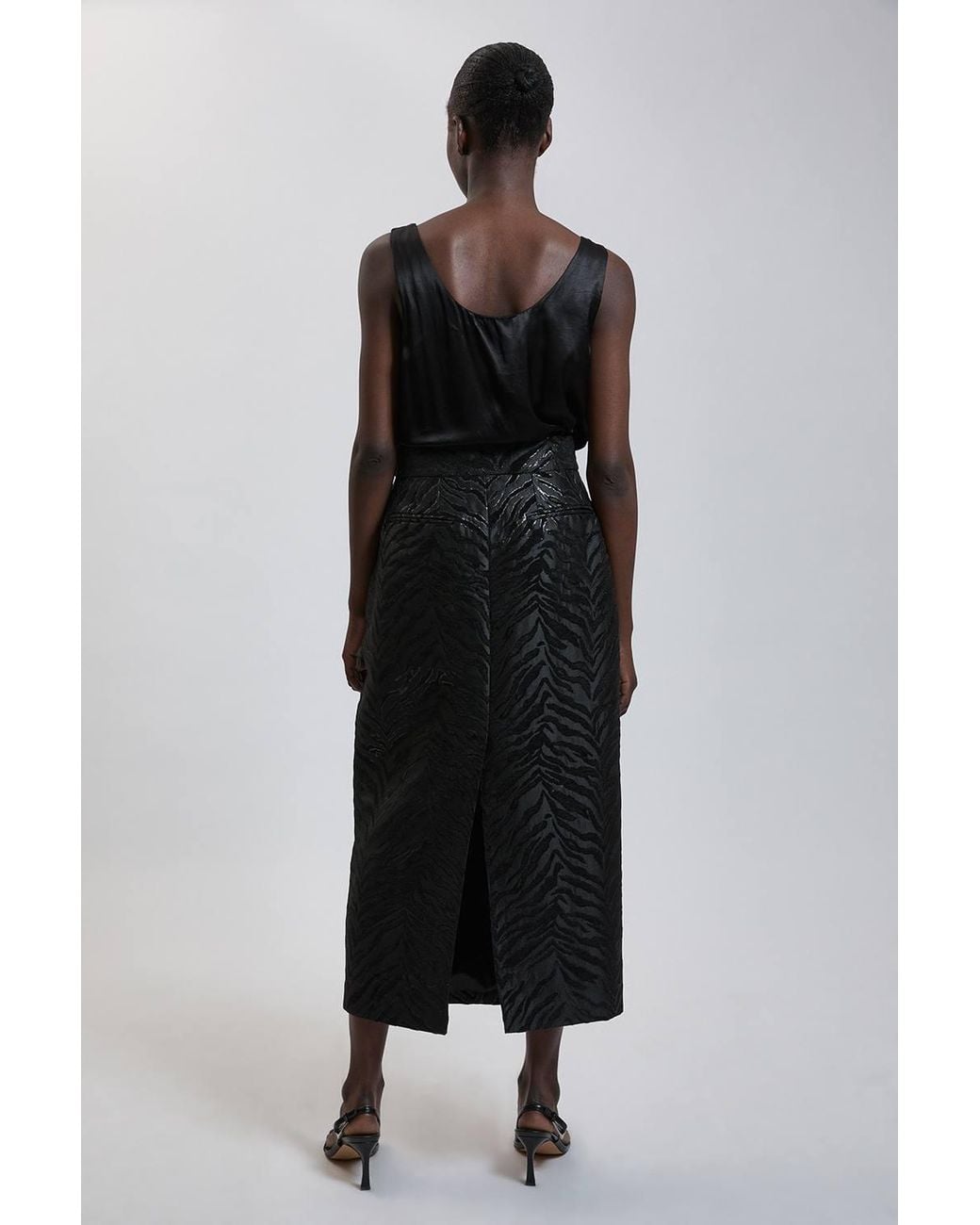 Karen Millen Black Zebra Jacquard Pencil Skirt