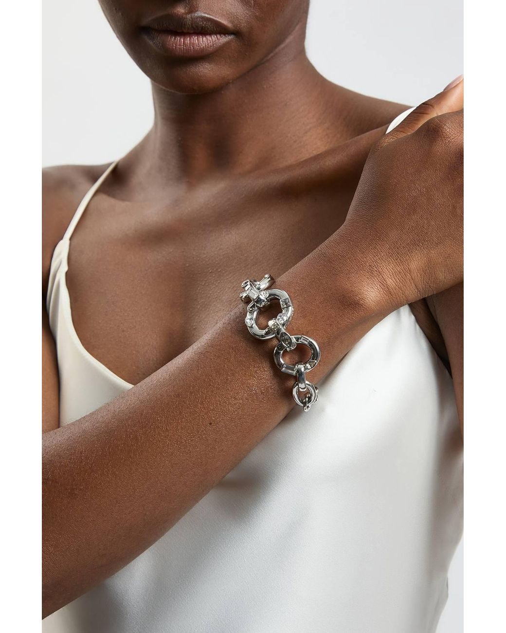 Karen Millen Brown Crystal Chain Statement Bracelet
