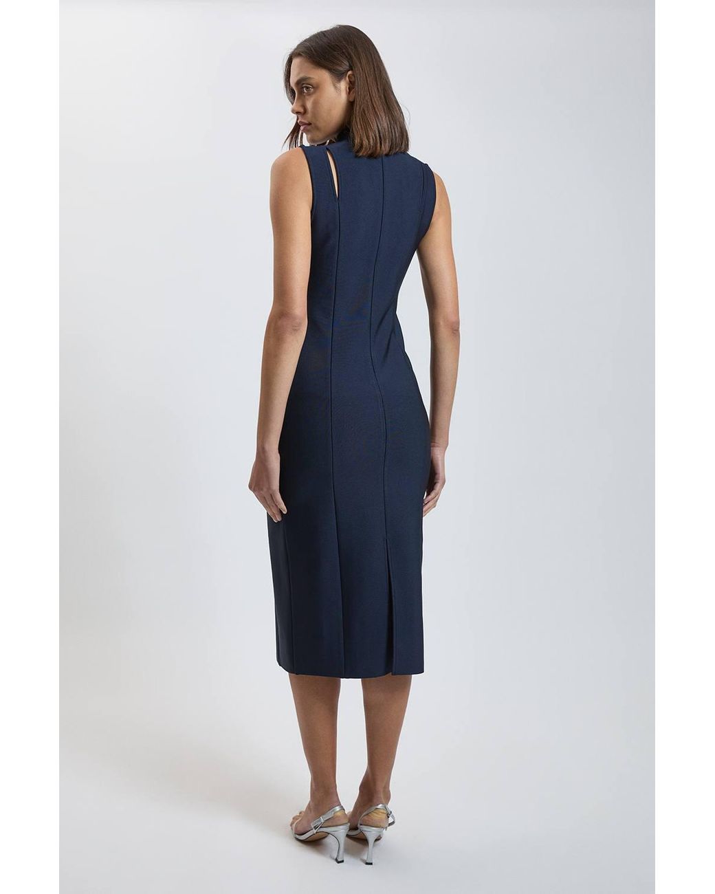 Karen Millen Blue Bandage Figure Form Cut Out Knitted Midi Dress