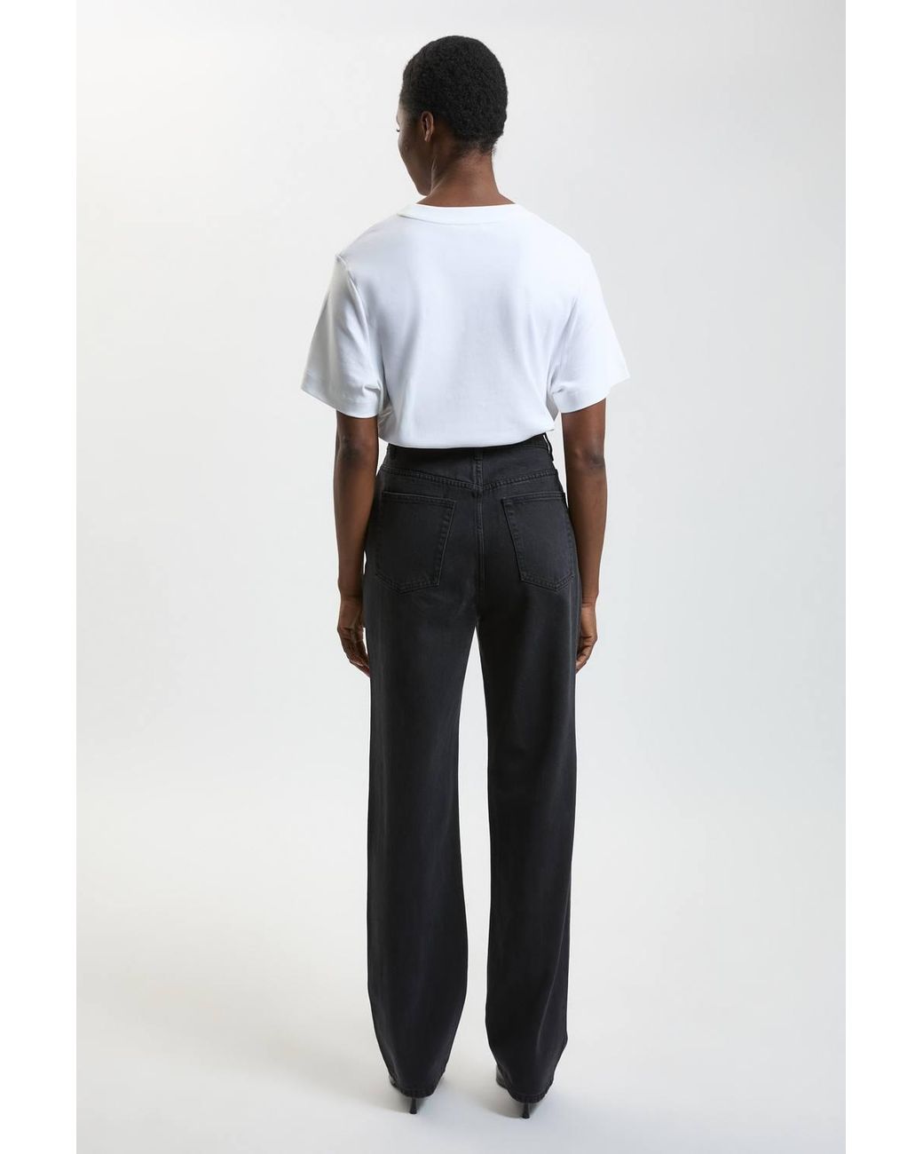 Karen Millen Black Rigid Denim High Rise Straight Leg Jeans