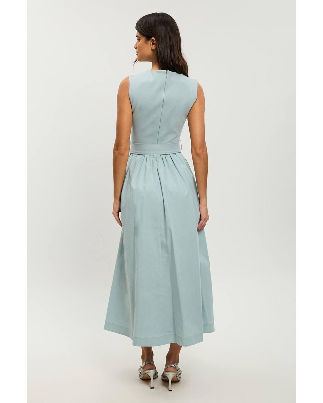 Karen Millen Blue Petite Scoop Neck Jersey Cotton Mix Maxi Dress